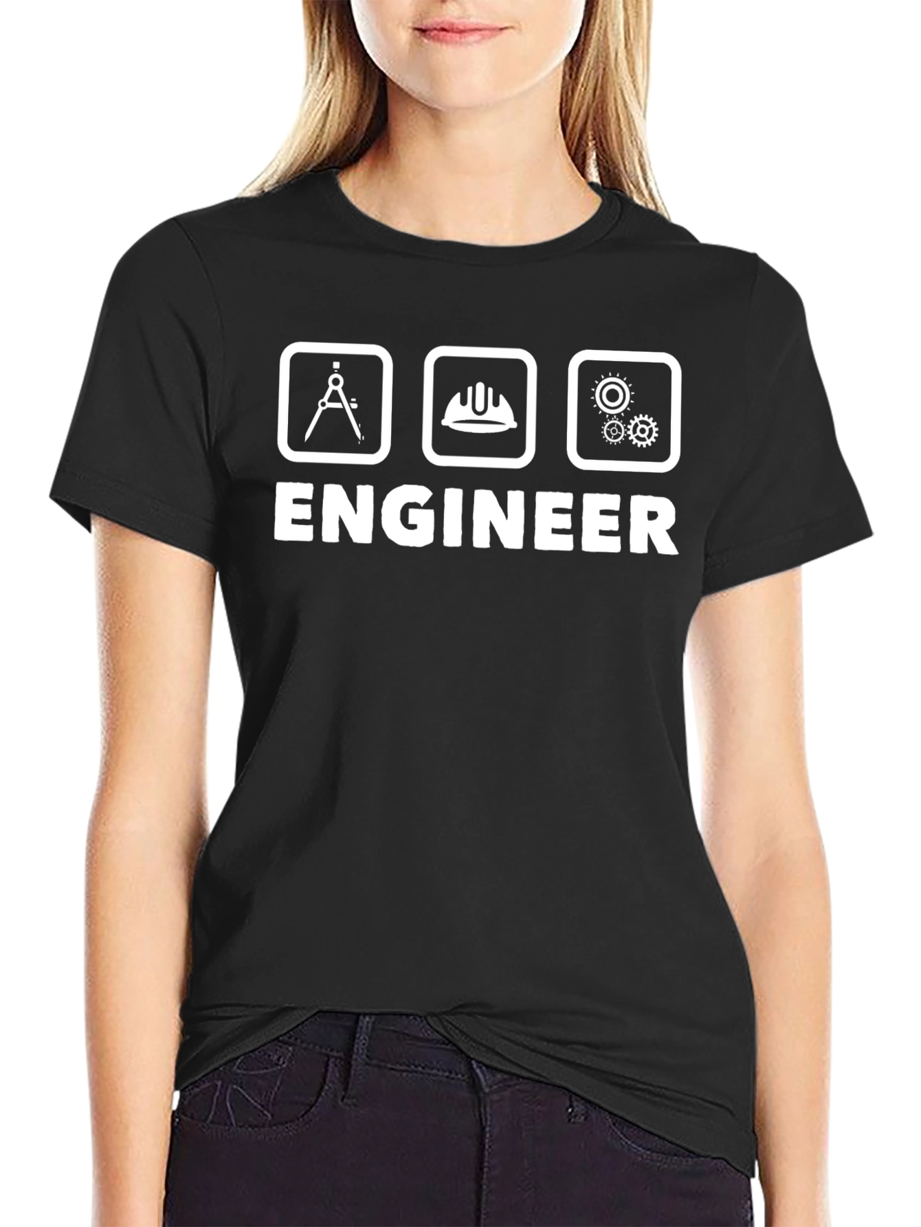 Engineer T-Shirt - Drafting Tool Hard Hat Gears