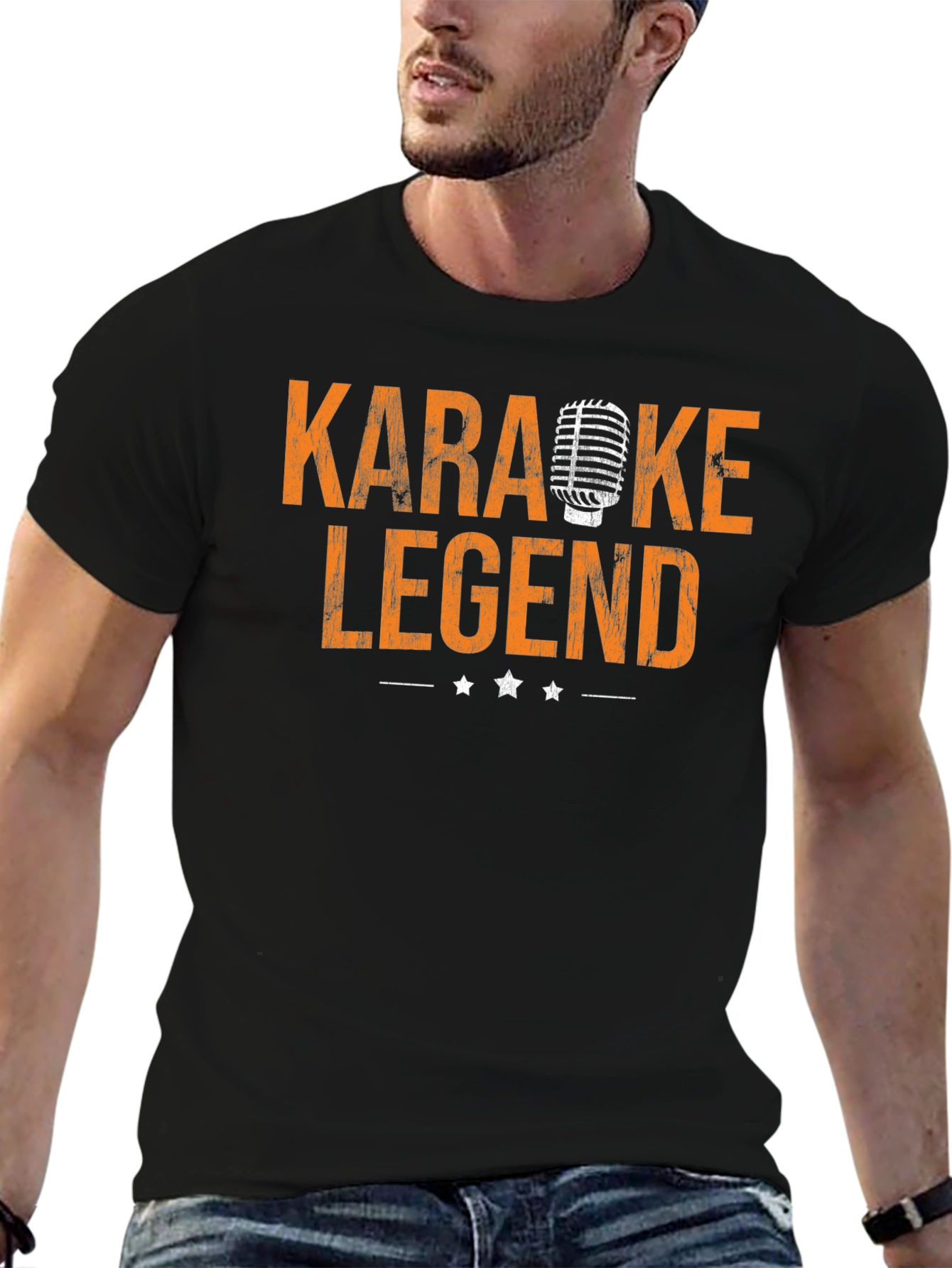 Karaoke Legend Graphic Tee - Retro Microphone Design