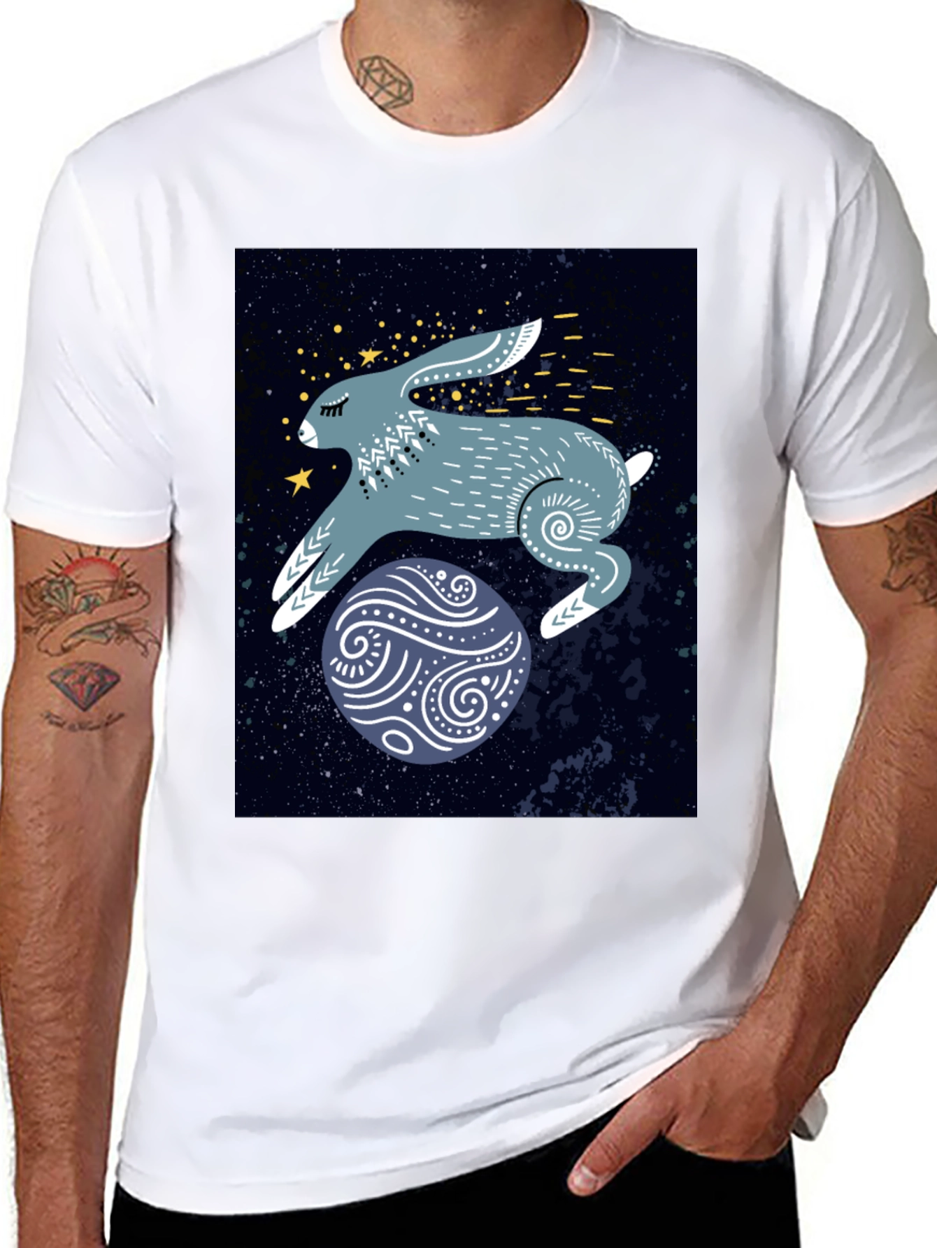Cosmic Hare Graphic Tee - Stylish Comfort