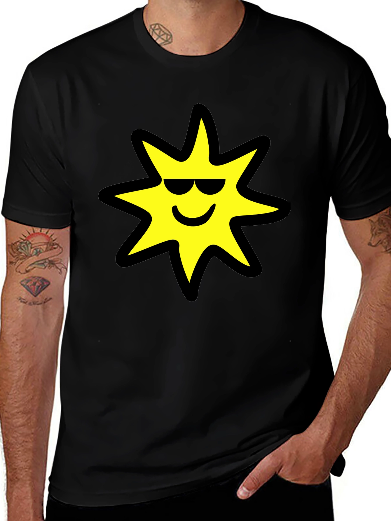 Cool Sun Graphic Tee - Black Cotton Comfort