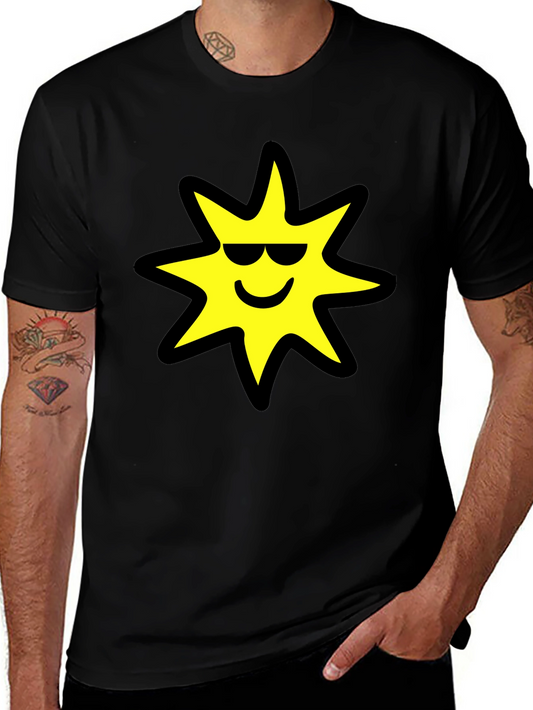 Cool Sun Graphic Tee - Black Cotton Comfort