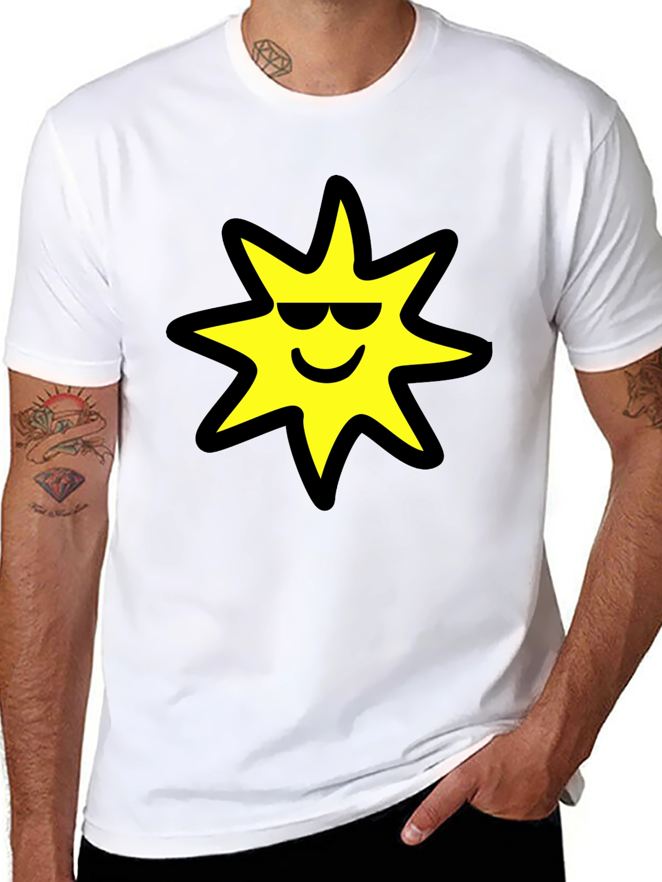 Cool Sun Graphic Tee - Black Cotton Comfort