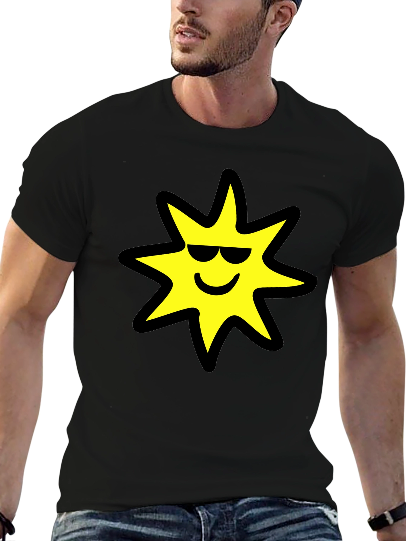 Cool Sun Graphic Tee - Black Cotton Comfort