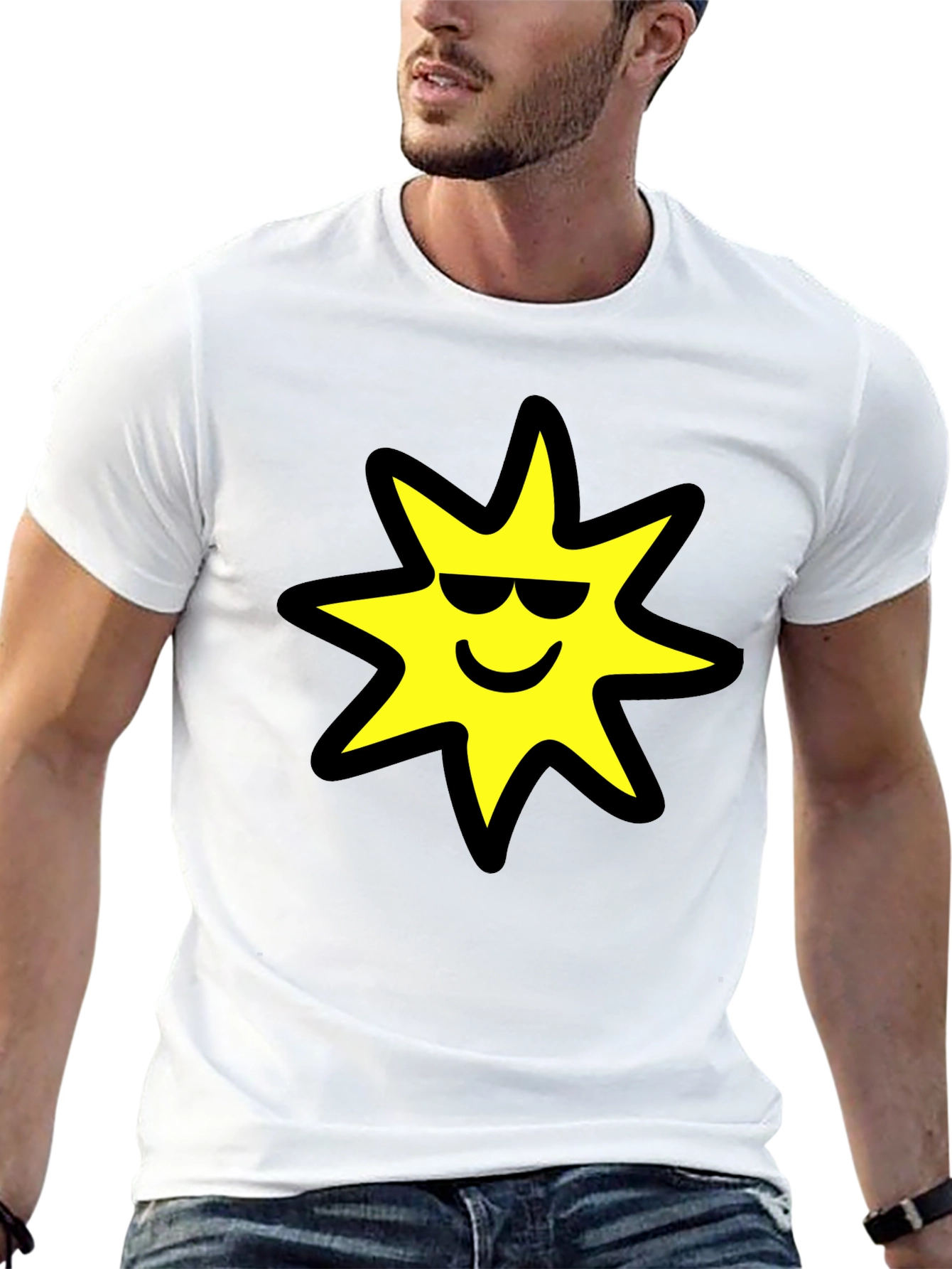 Cool Sun Graphic Tee - Black Cotton Comfort