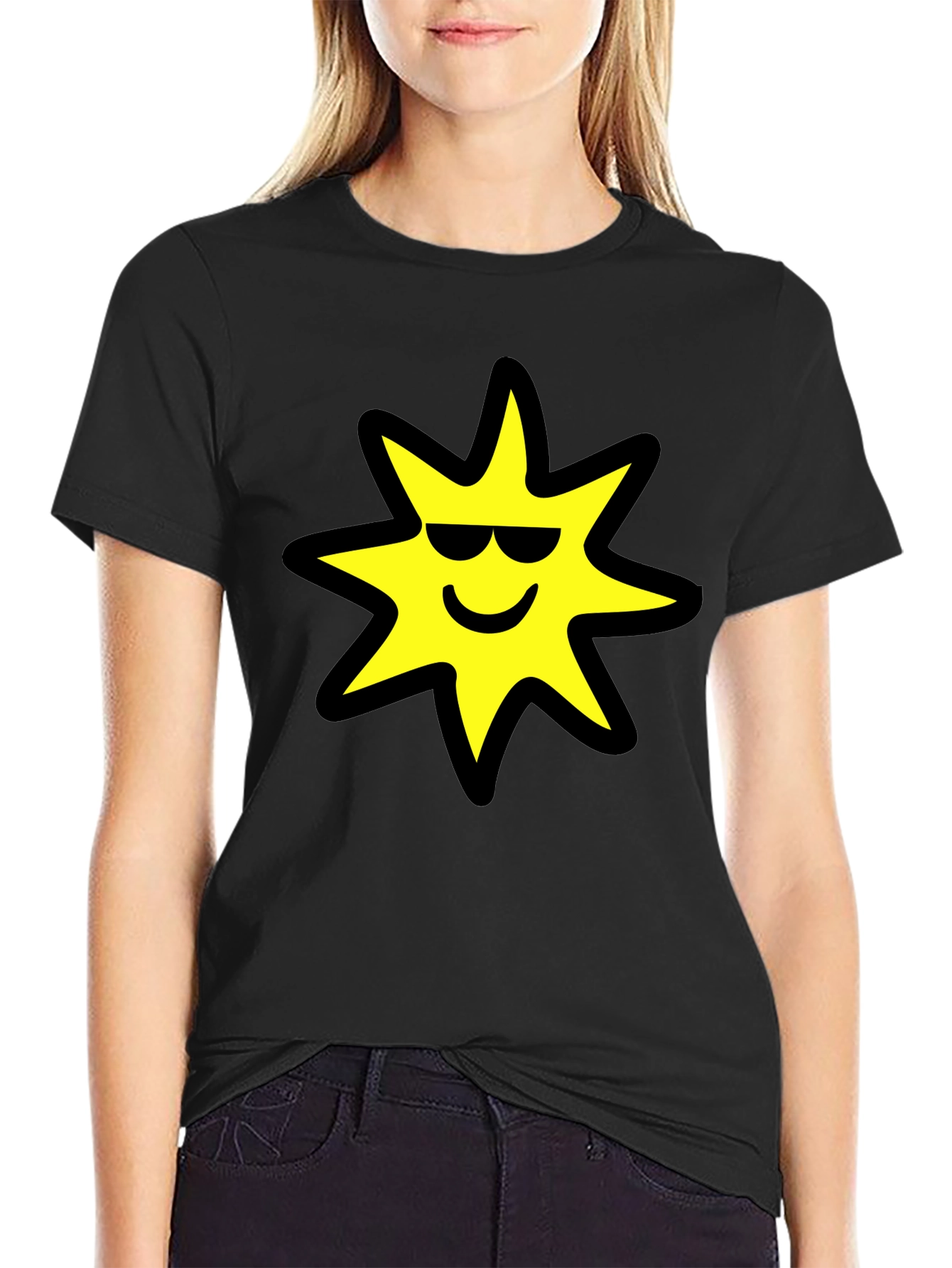 Cool Sun Graphic Tee - Black Cotton Comfort
