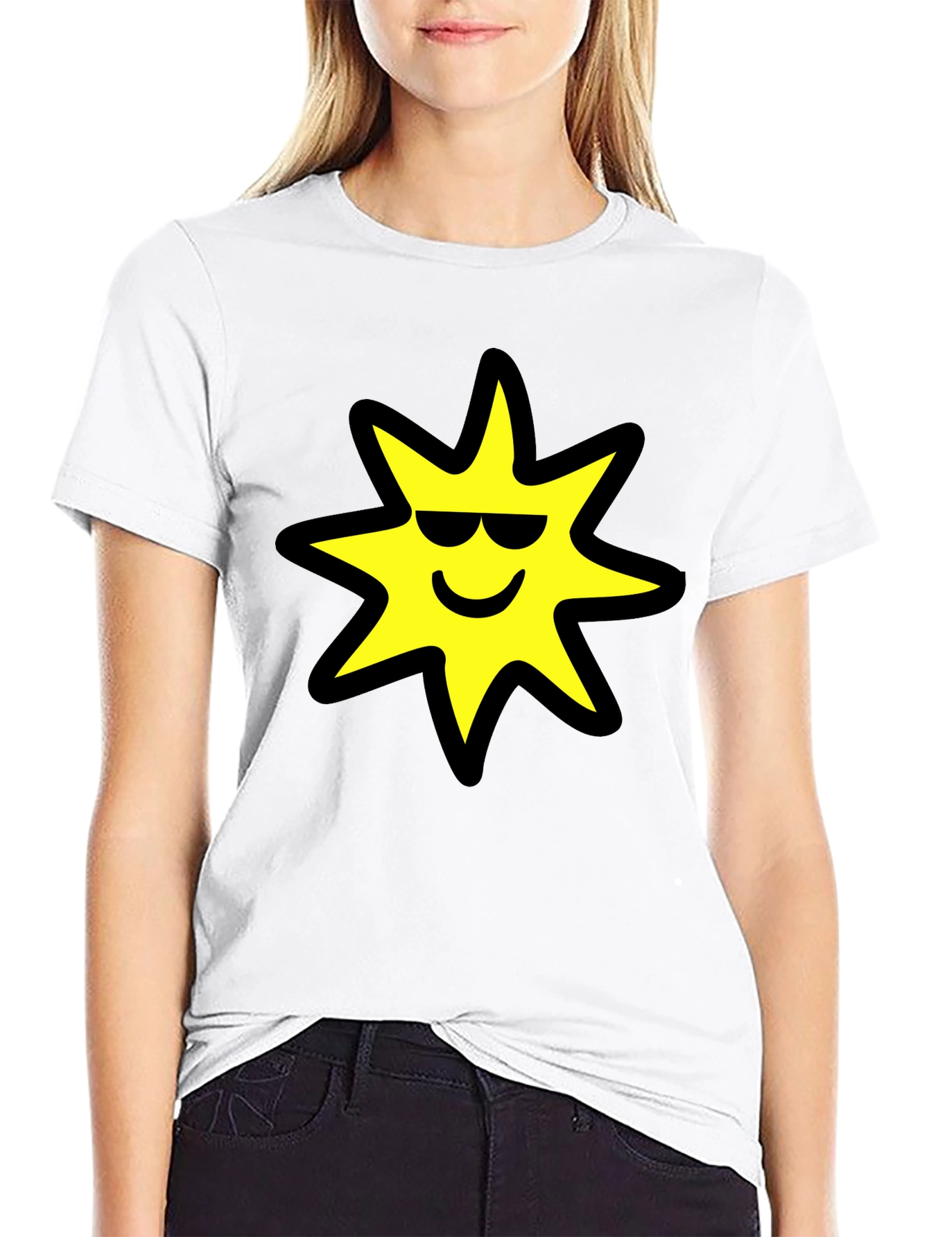 Cool Sun Graphic Tee - Black Cotton Comfort