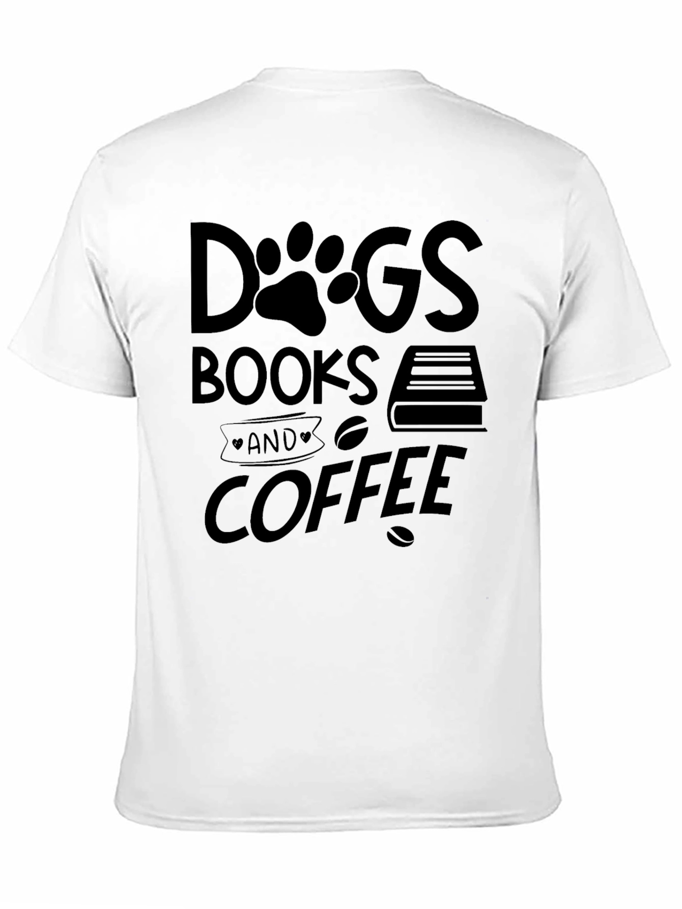 Dogs Books & Coffee Black Graphic T-Shirt