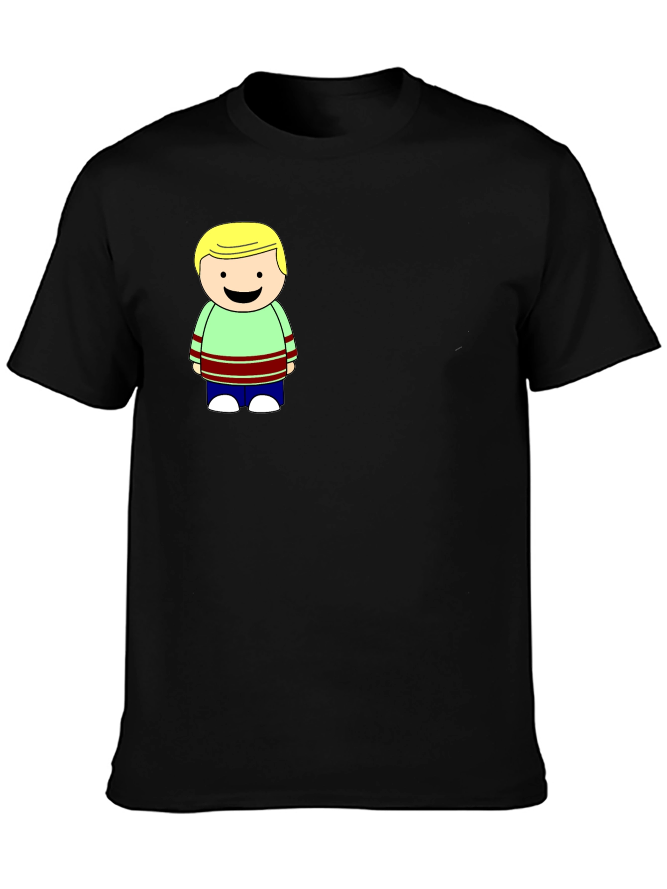 Cartoon Boy Graphic Black T-Shirt