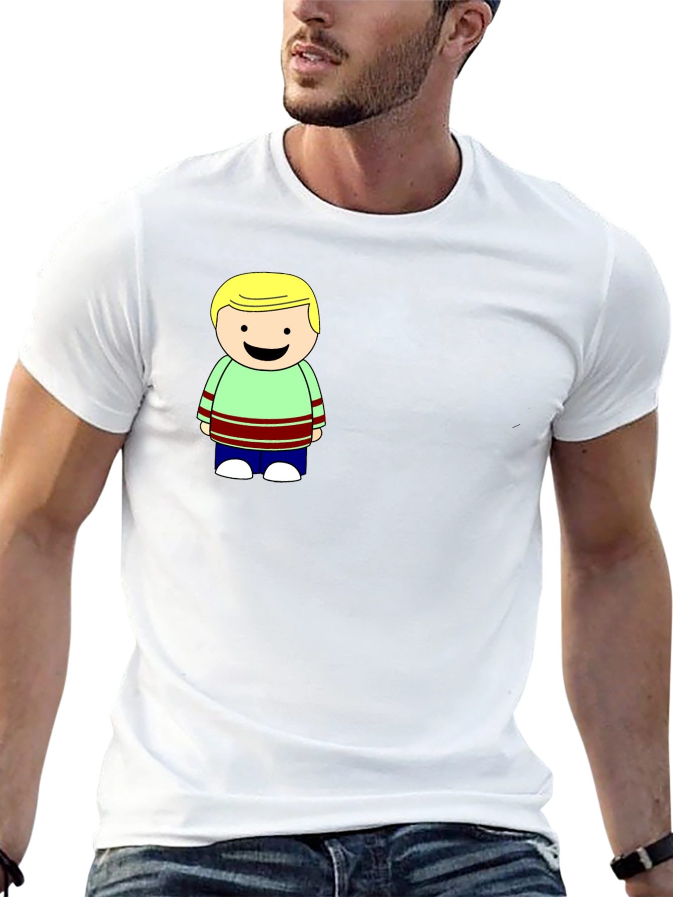 Cartoon Boy Graphic Black T-Shirt