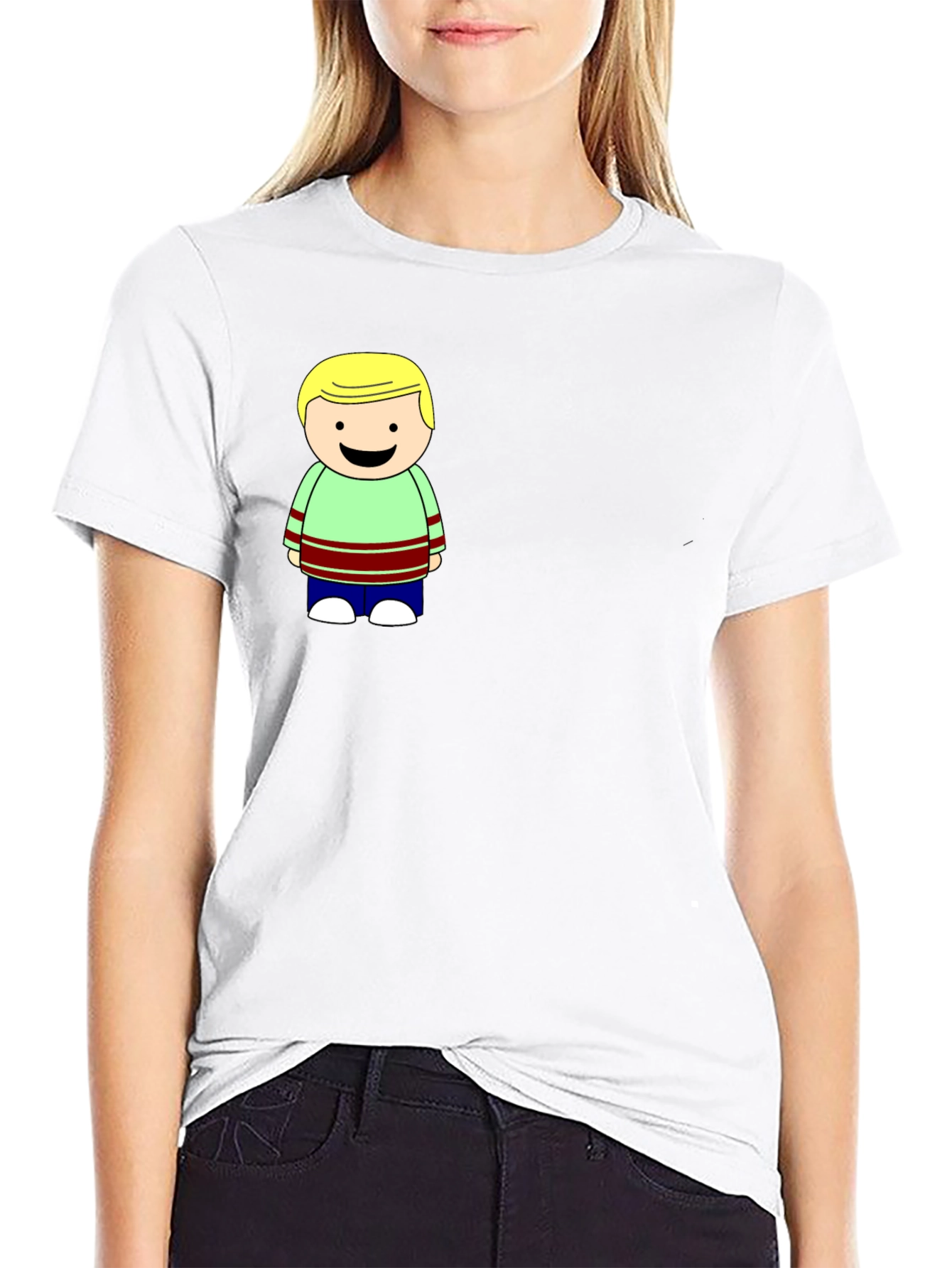 Cartoon Boy Graphic Black T-Shirt