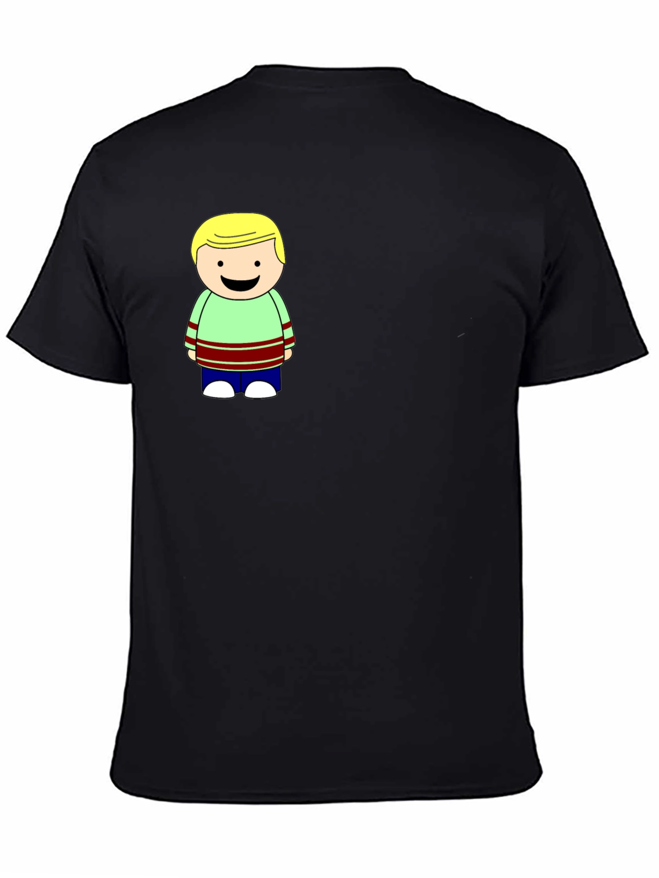 Cartoon Boy Graphic Black T-Shirt