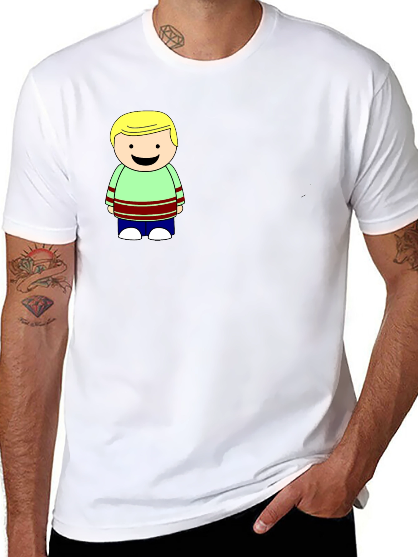 Cartoon Boy Graphic Black T-Shirt