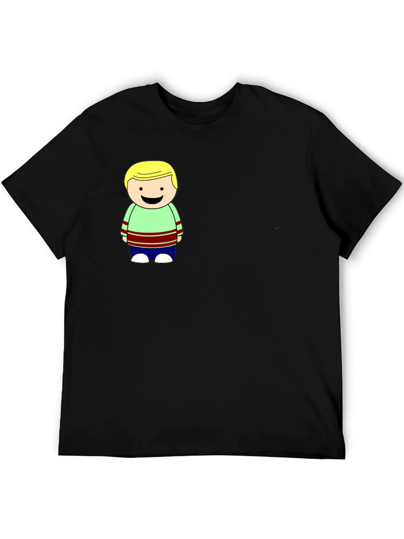 Cartoon Boy Graphic Black T-Shirt