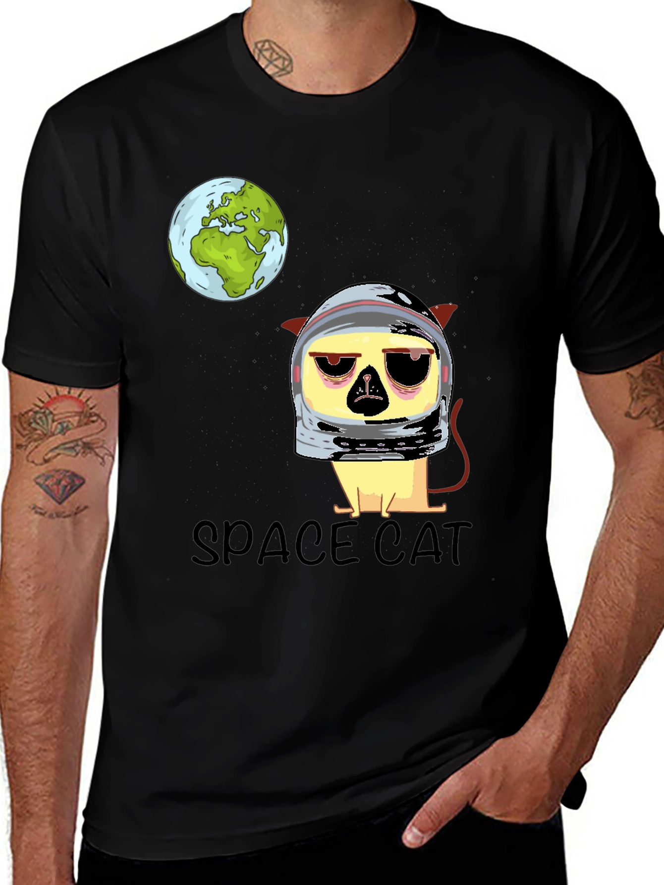 Space Cat Graphic T-Shirt - Astronaut Kitten Tee
