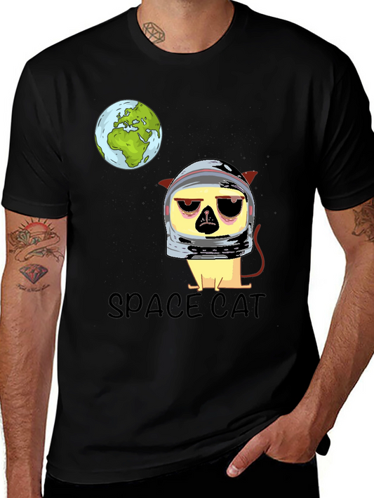 Space Cat Graphic T-Shirt - Astronaut Kitten Tee