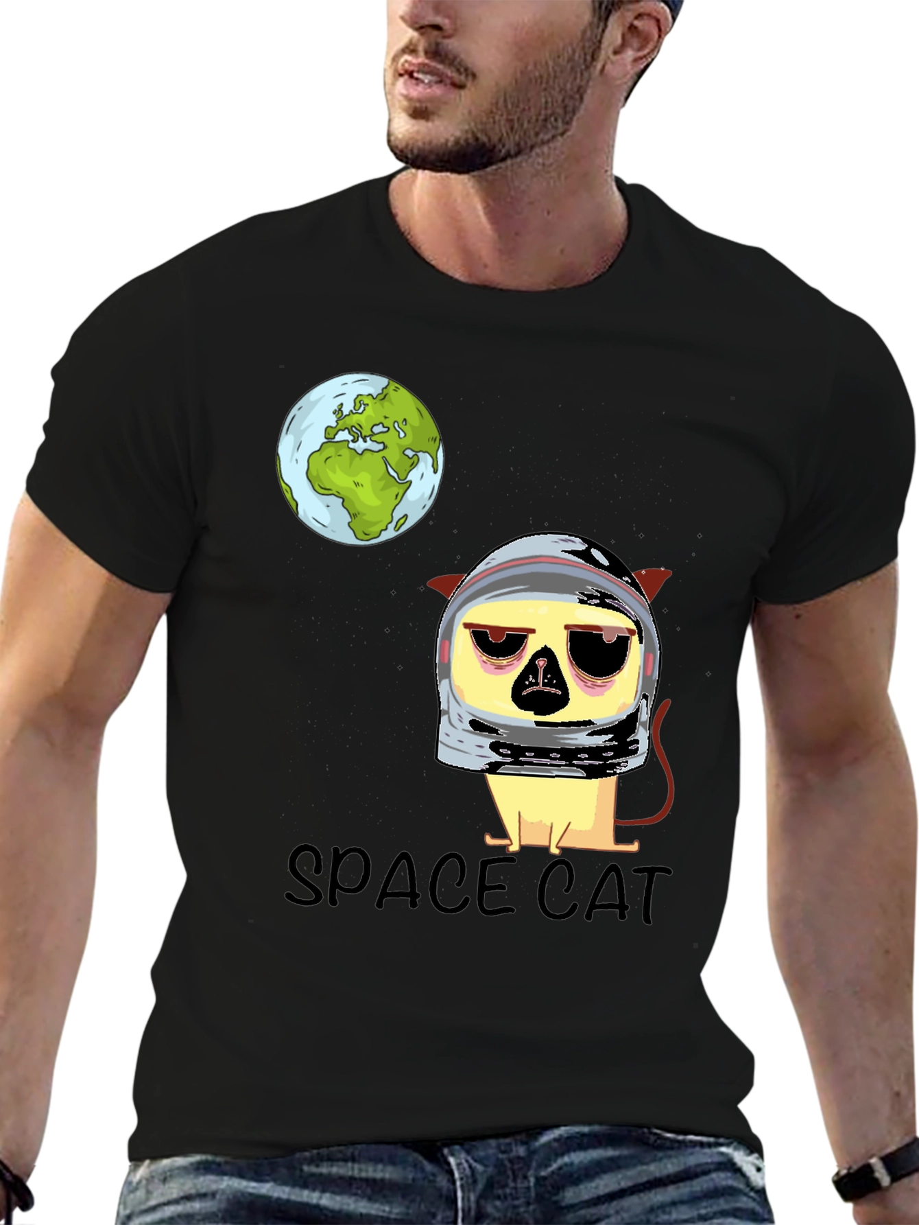 Space Cat Graphic T-Shirt - Astronaut Kitten Tee