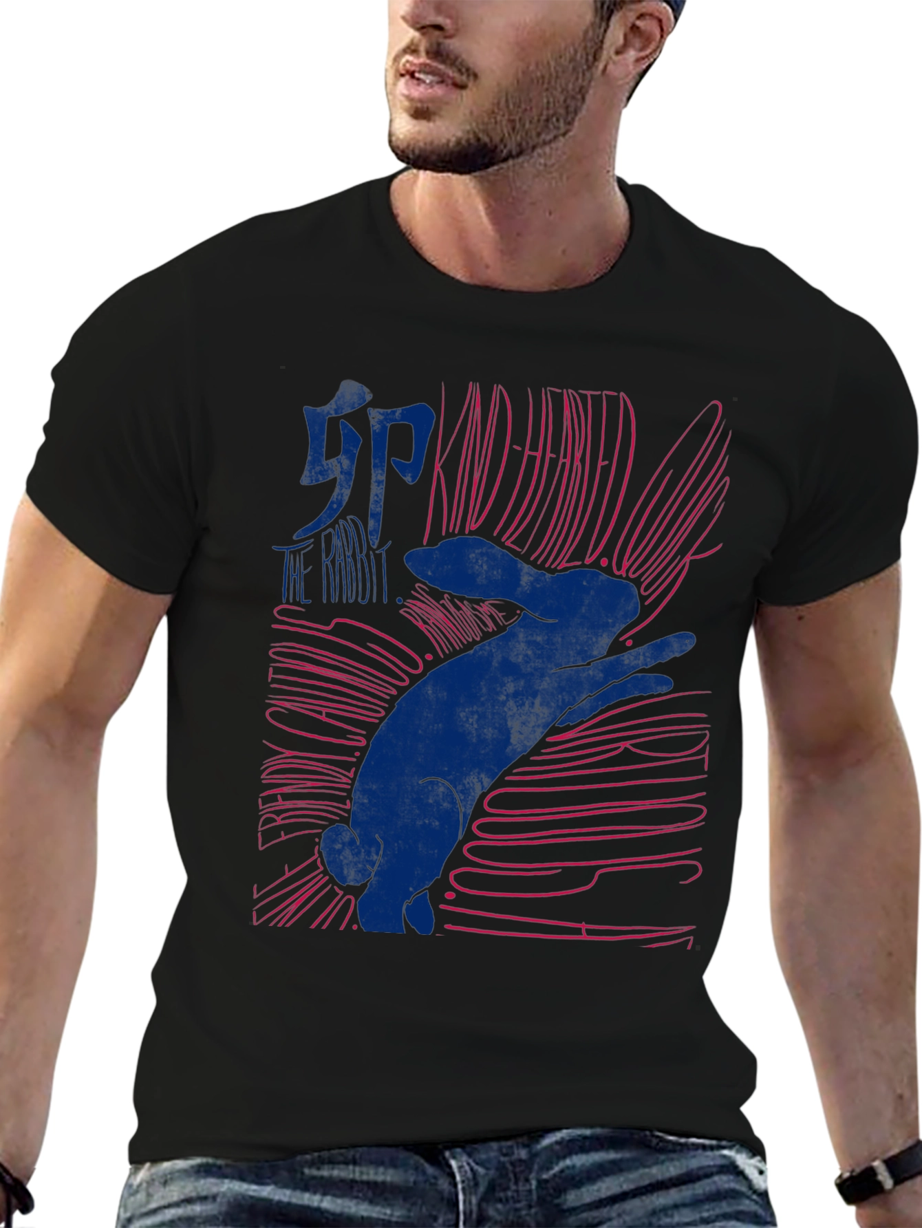 Kind Hearted Rabbit Graphic T-Shirt