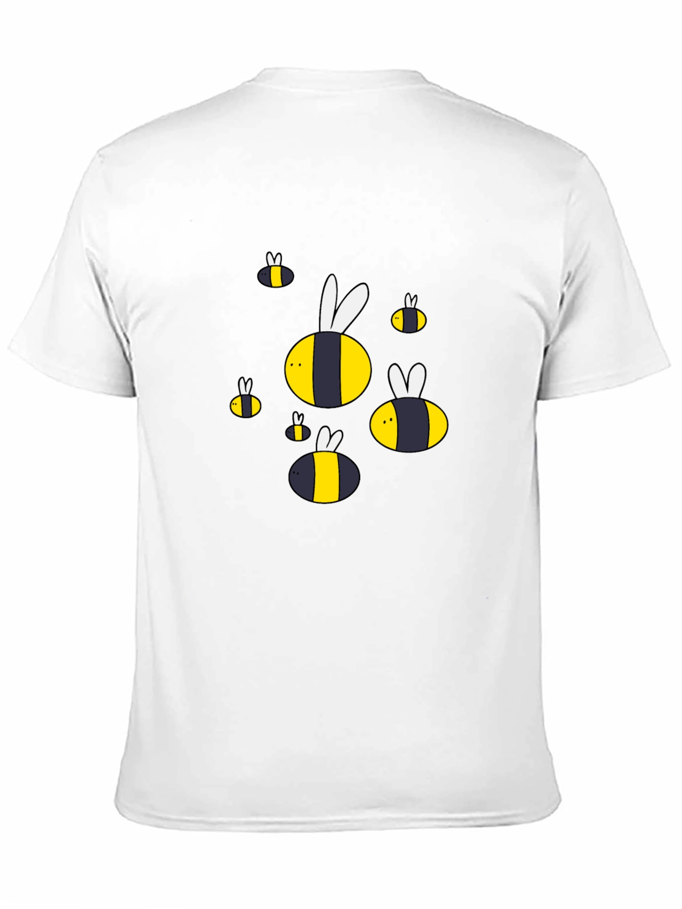 Cartoon Bee Graphic T-Shirt - Black Cotton Blend