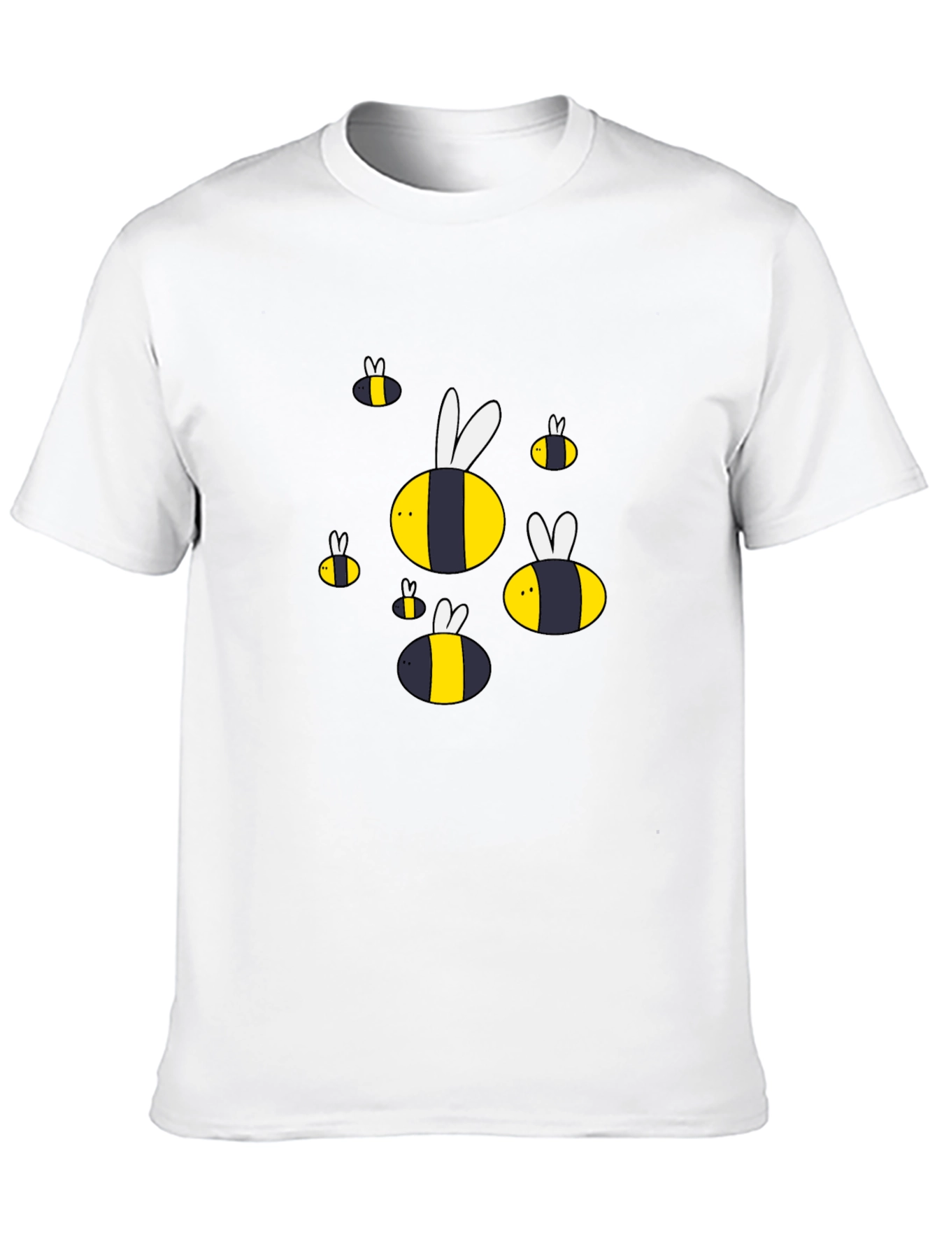 Cartoon Bee Graphic T-Shirt - Black Cotton Blend