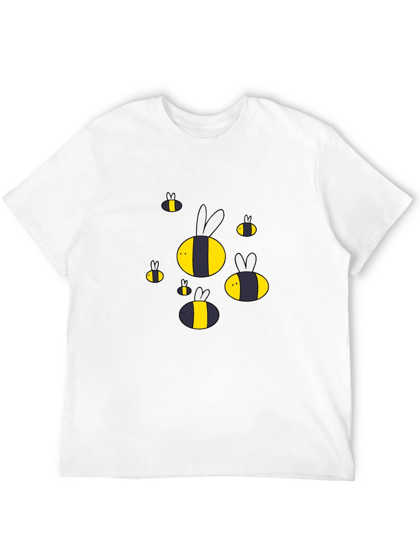 Cartoon Bee Graphic T-Shirt - Black Cotton Blend