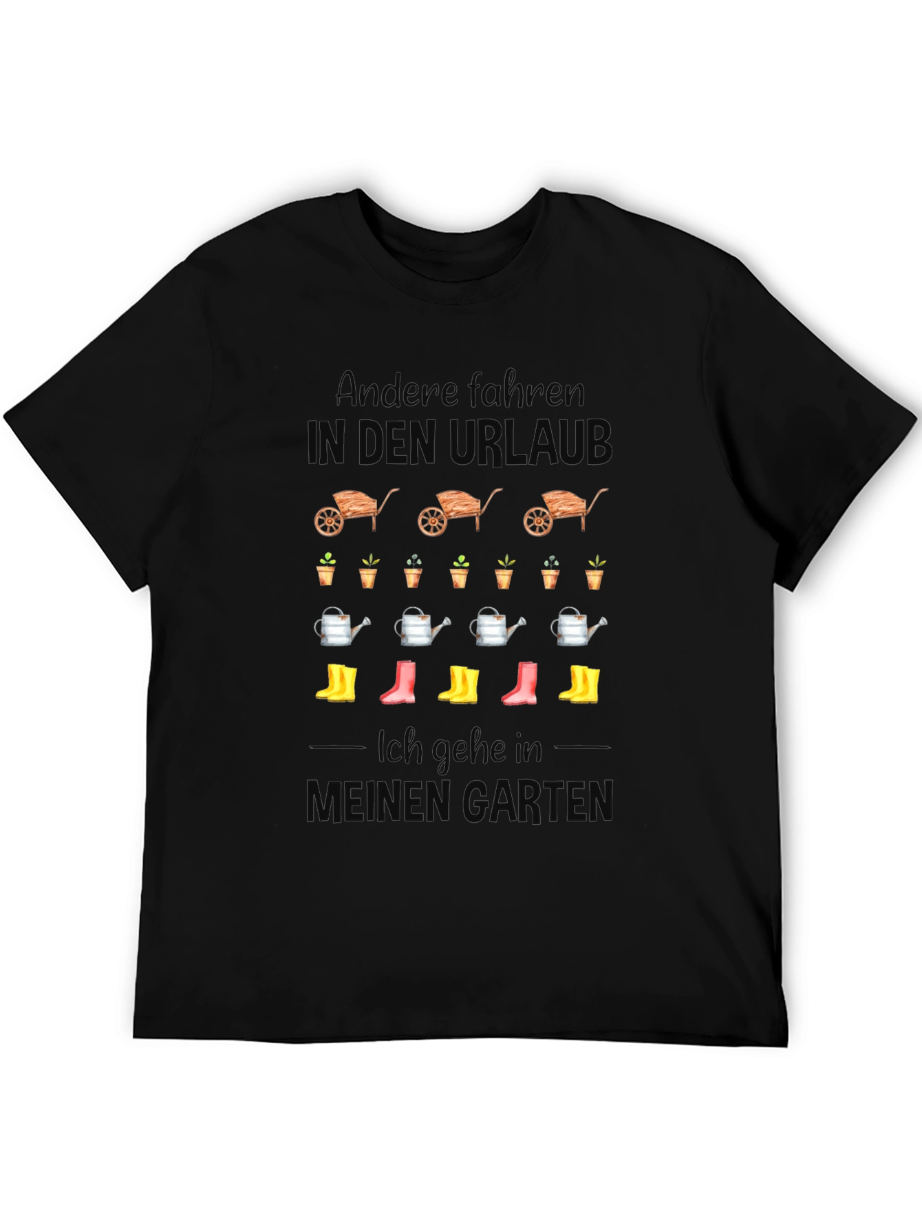 Gardening T-Shirt: In den Urlaub Black Cotton Tee