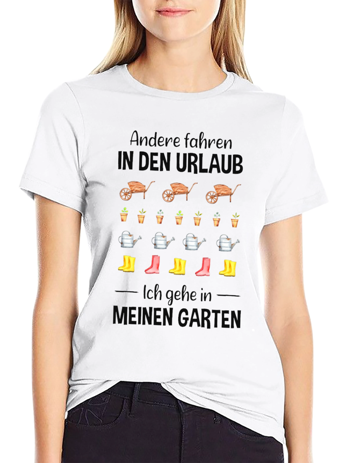 Gardening T-Shirt: In den Urlaub Black Cotton Tee