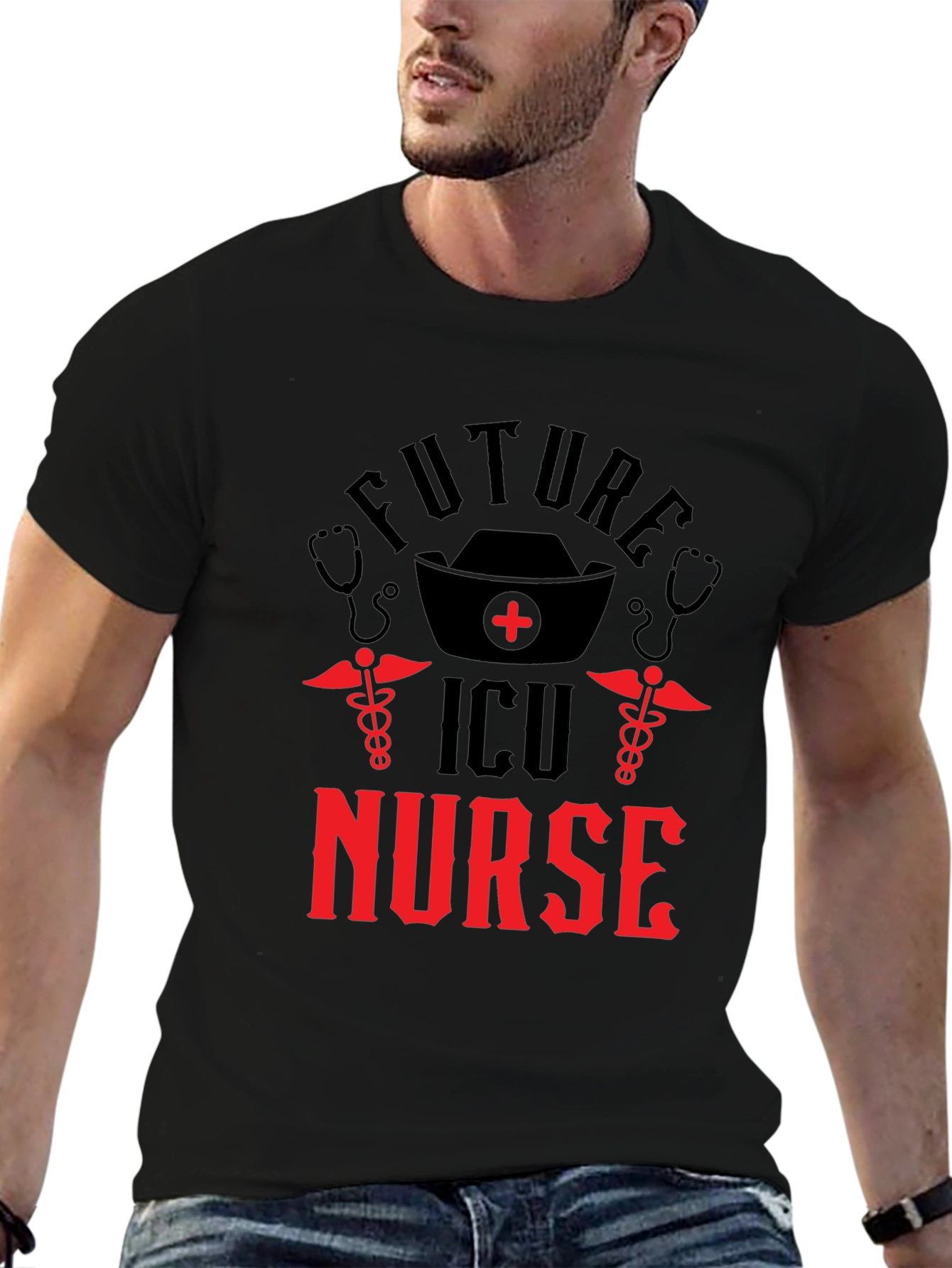 Future ICU Nurse Black Graphic T-Shirt