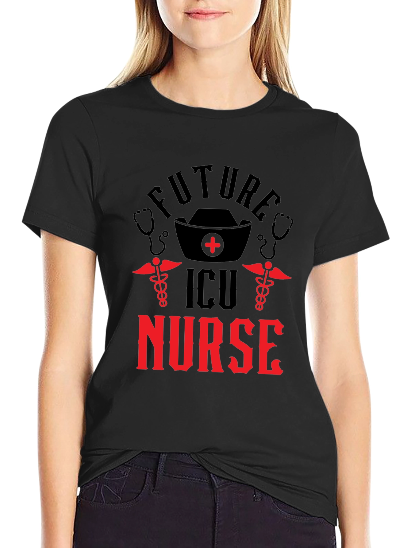 Future ICU Nurse Black Graphic T-Shirt