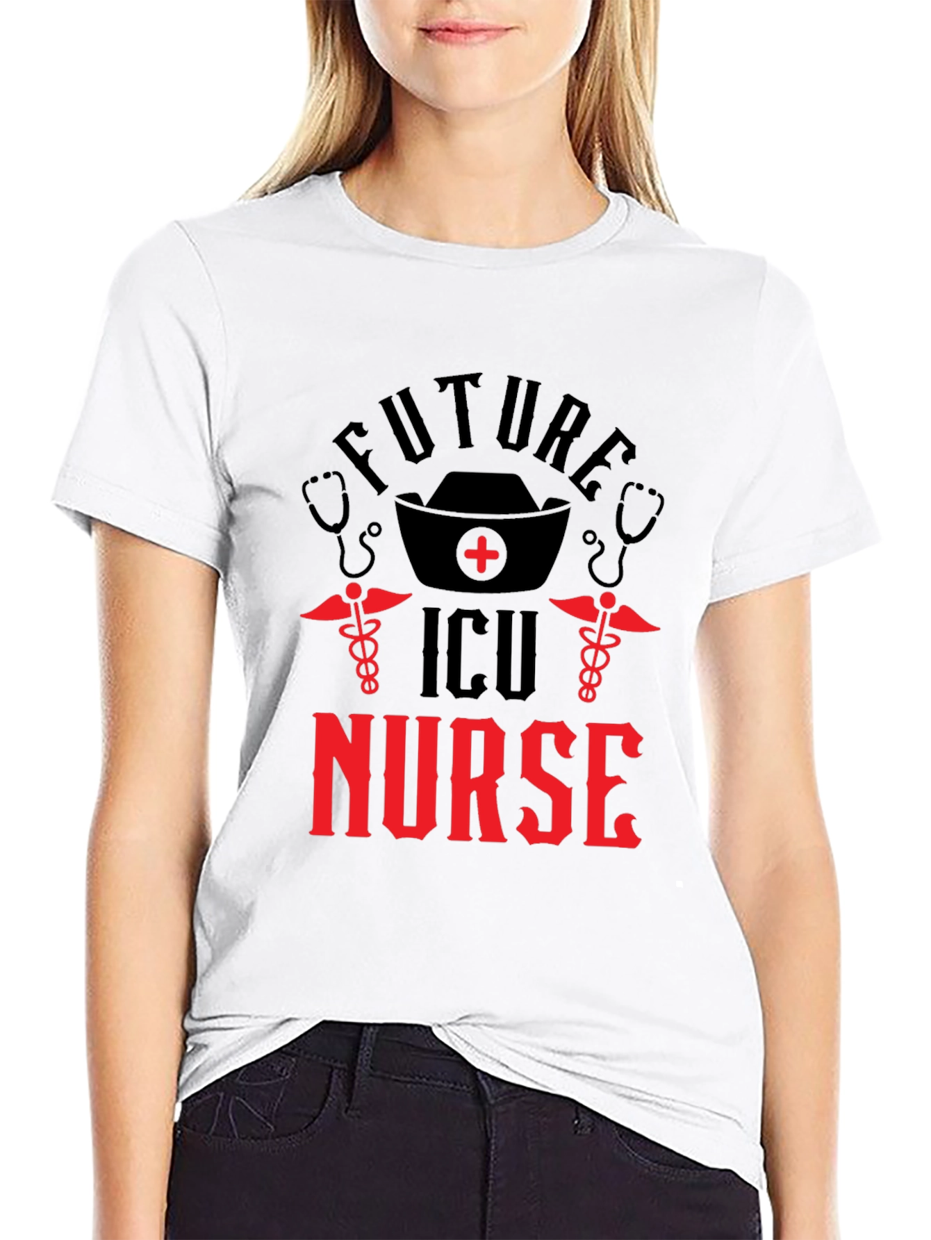 Future ICU Nurse Black Graphic T-Shirt
