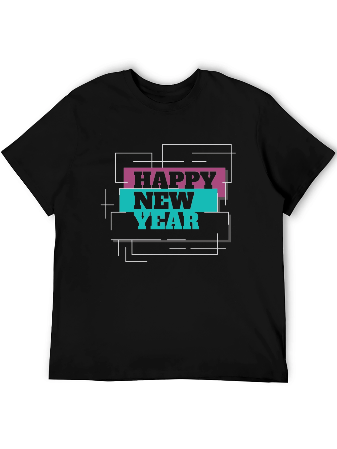Happy New Year Graphic T-Shirt - Black