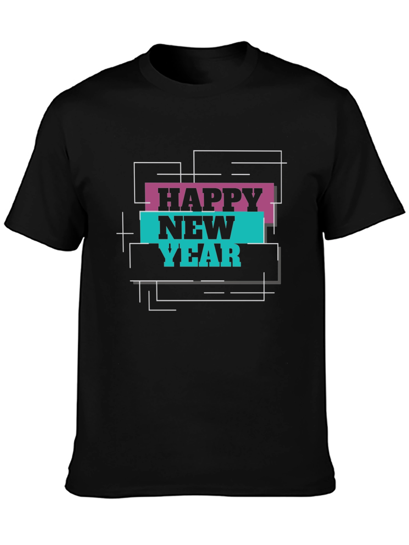 Happy New Year Graphic T-Shirt - Black