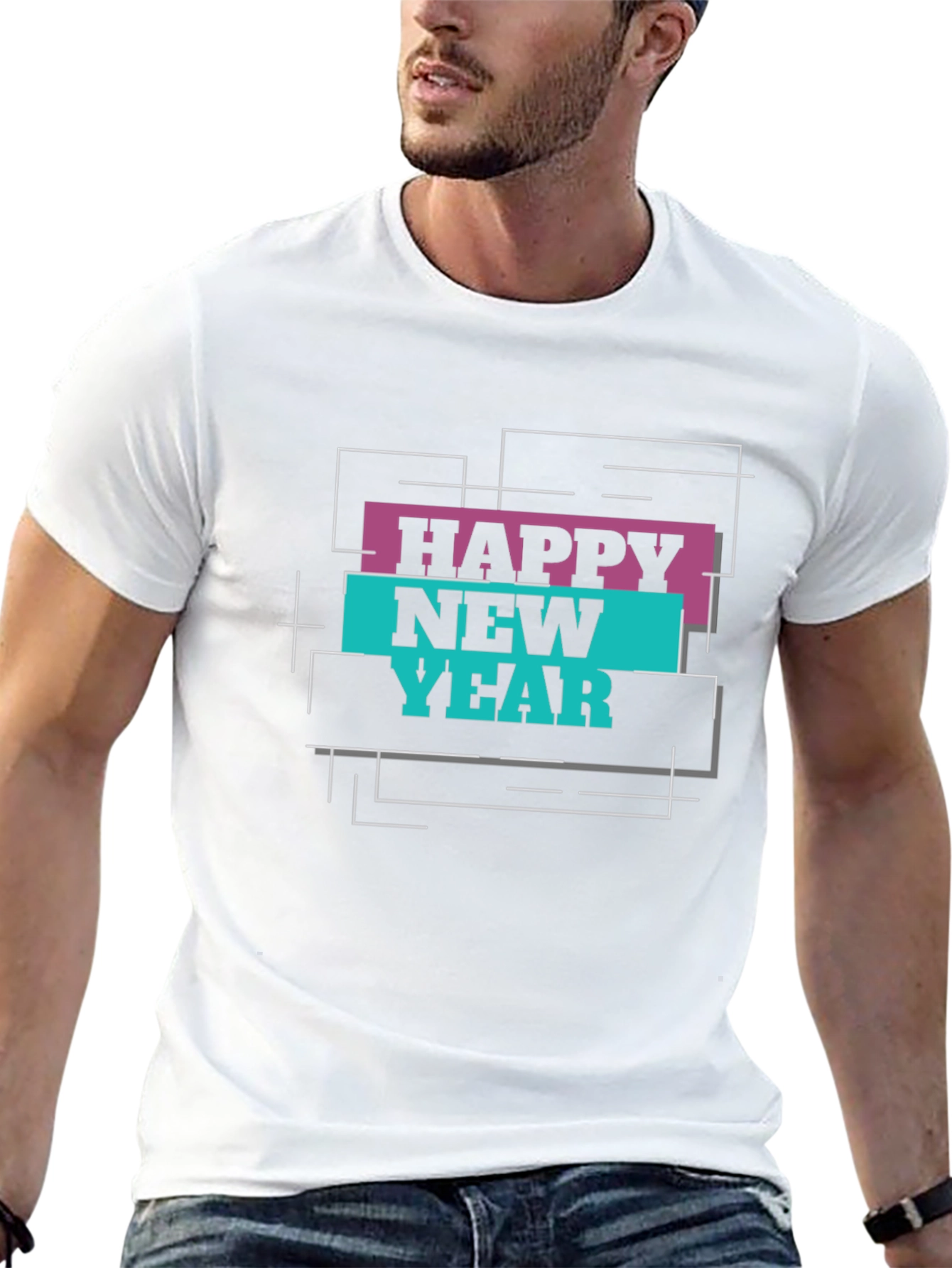 Happy New Year Graphic T-Shirt - Black