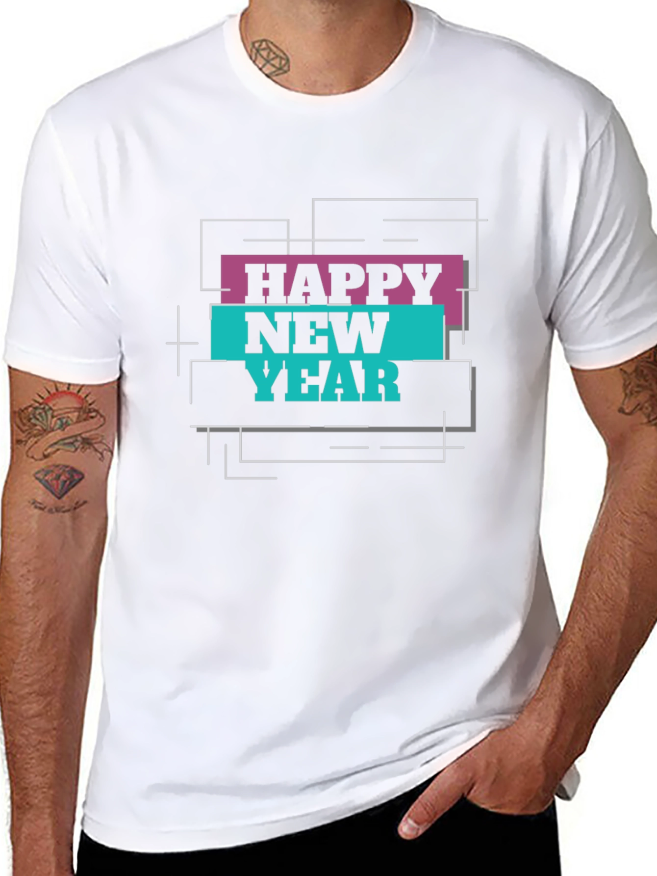 Happy New Year Graphic T-Shirt - Black