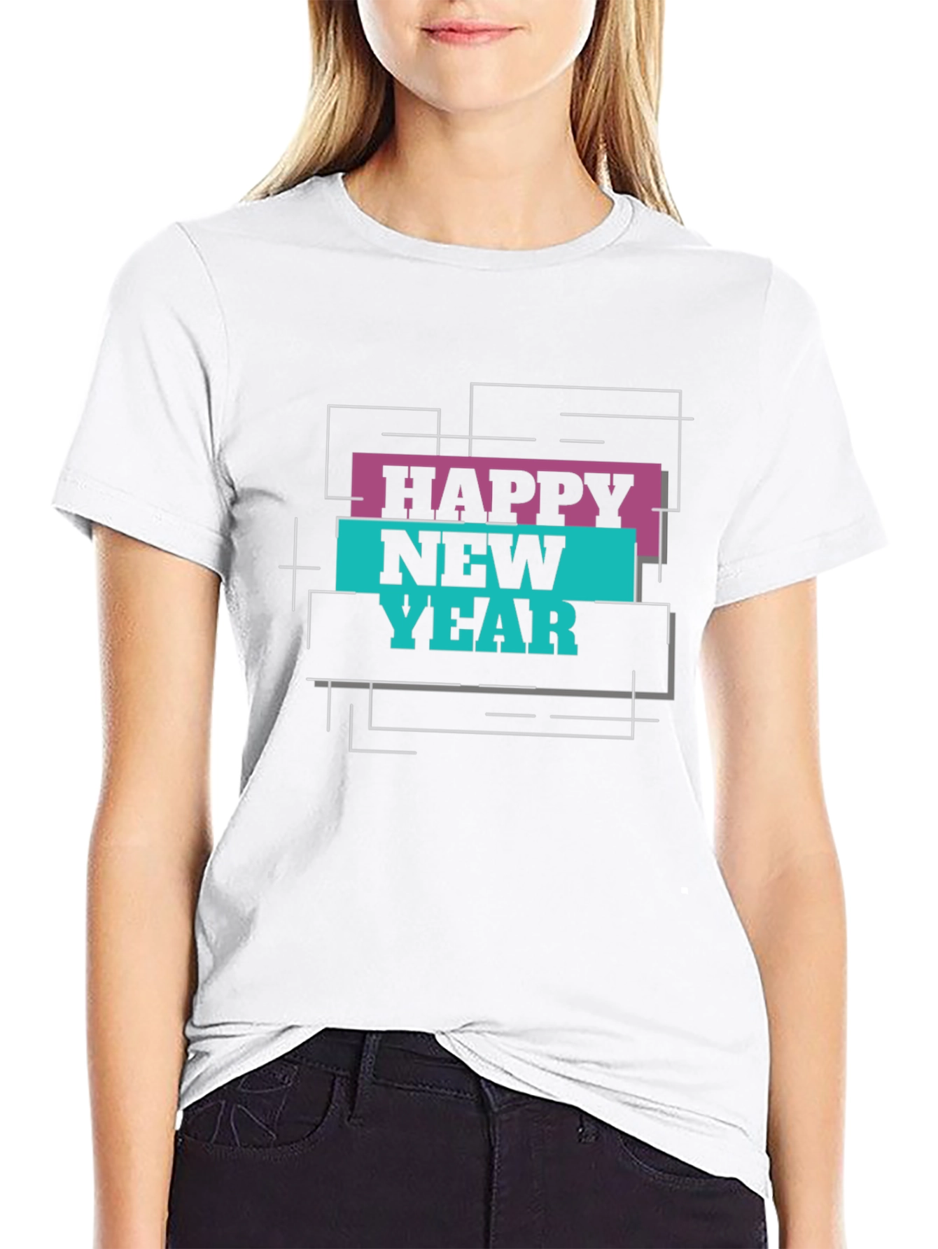 Happy New Year Graphic T-Shirt - Black