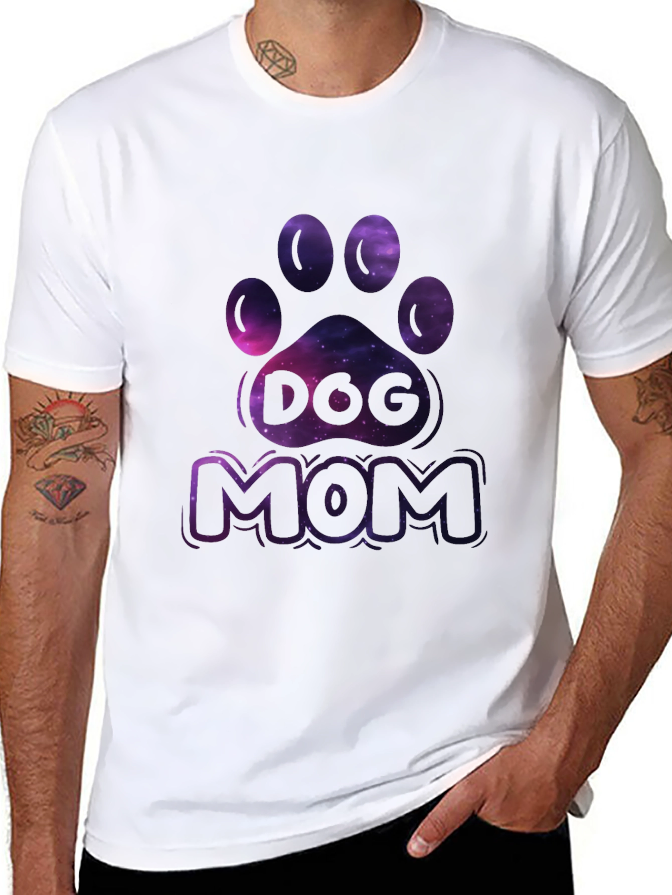 Dog Mom Galaxy Paw Print T-Shirt