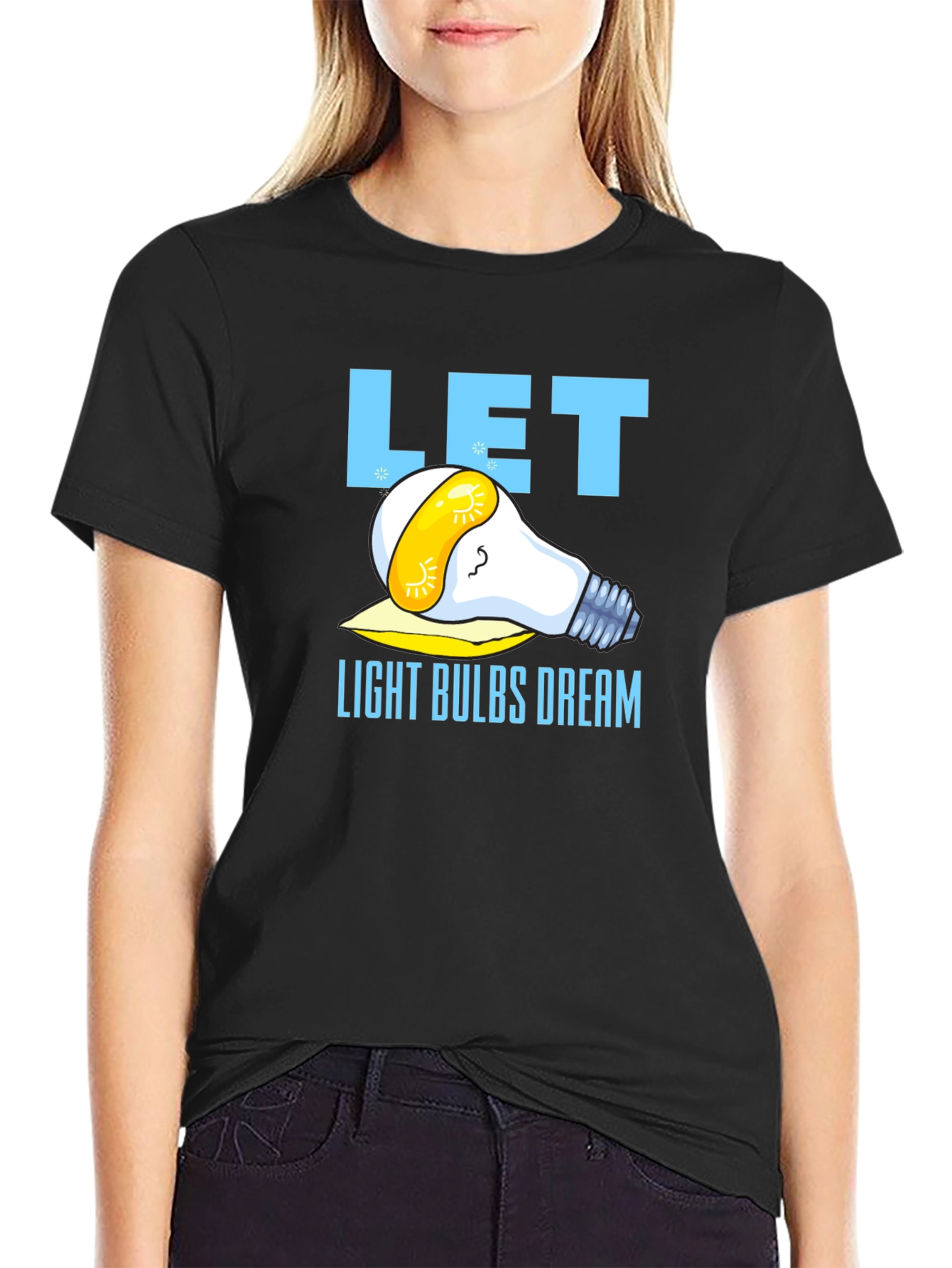 Let Light Bulbs Dream Black Graphic T-Shirt