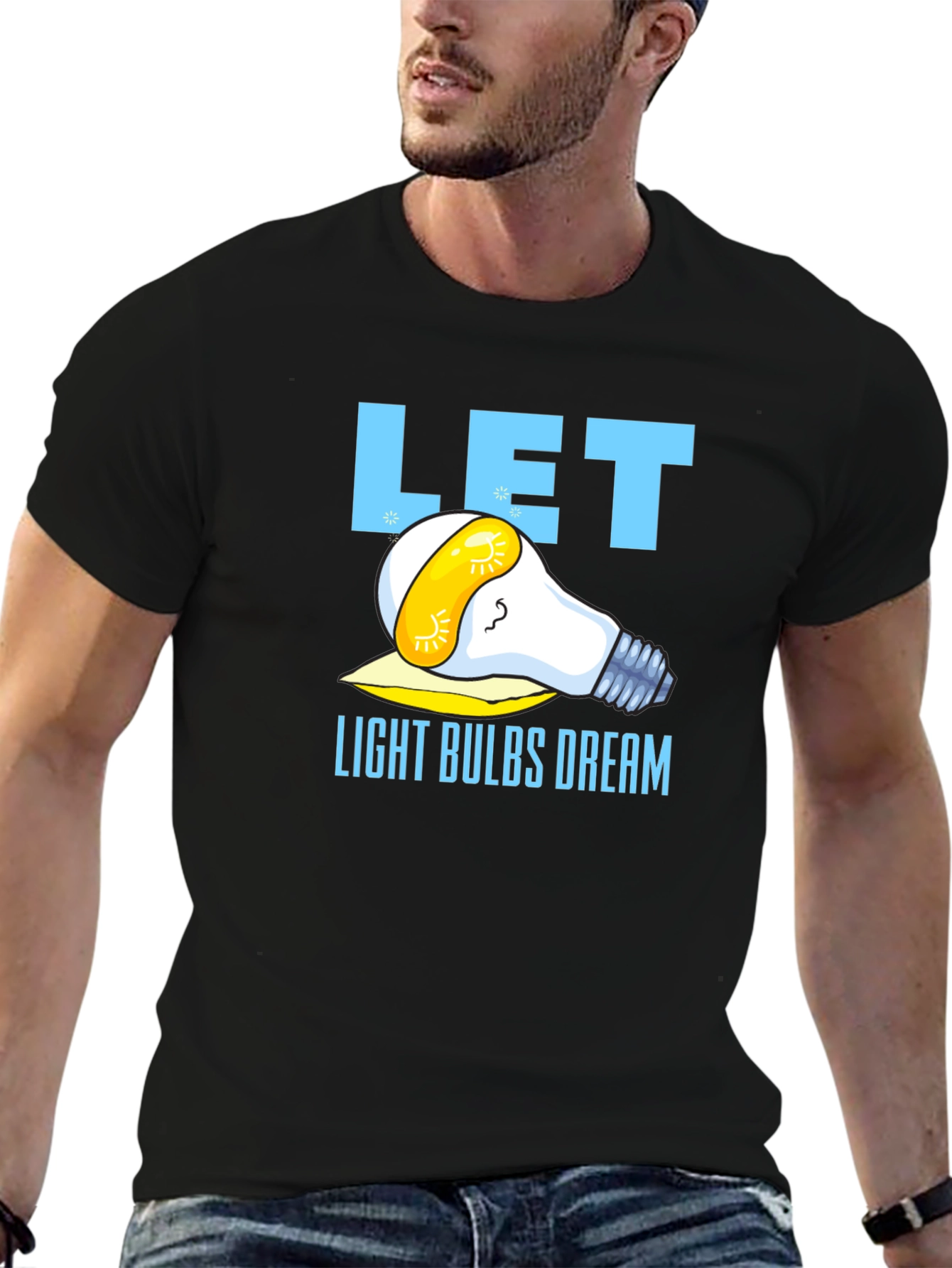 Let Light Bulbs Dream Black Graphic T-Shirt