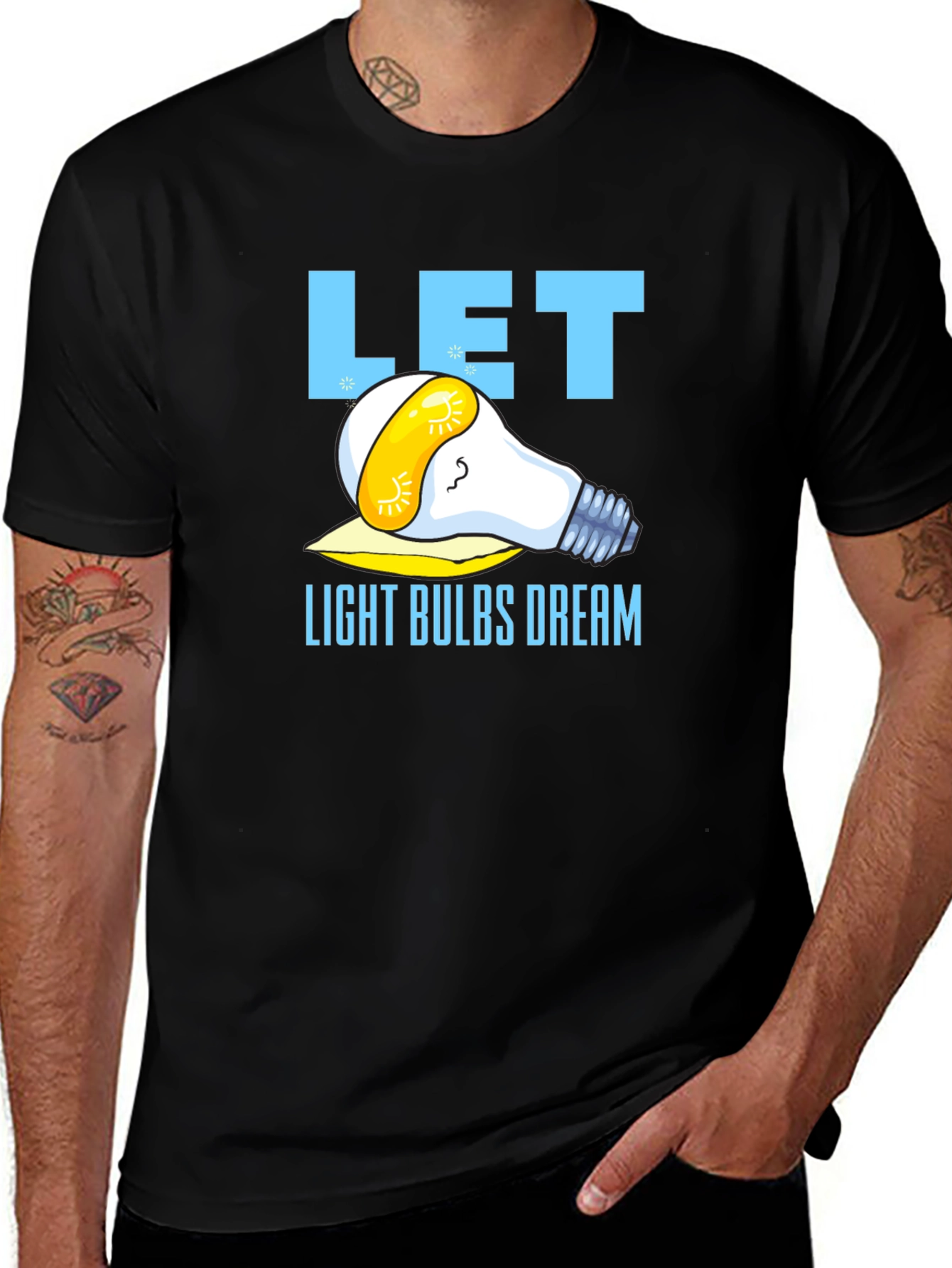 Let Light Bulbs Dream Black Graphic T-Shirt