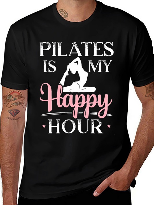 Pilates is My Happy Hour Black Graphic Tee