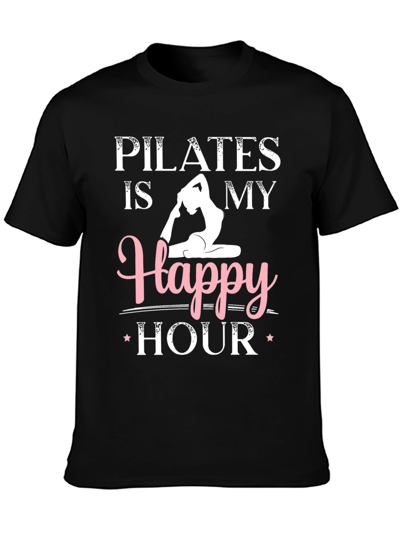 Pilates is My Happy Hour Black Graphic Tee