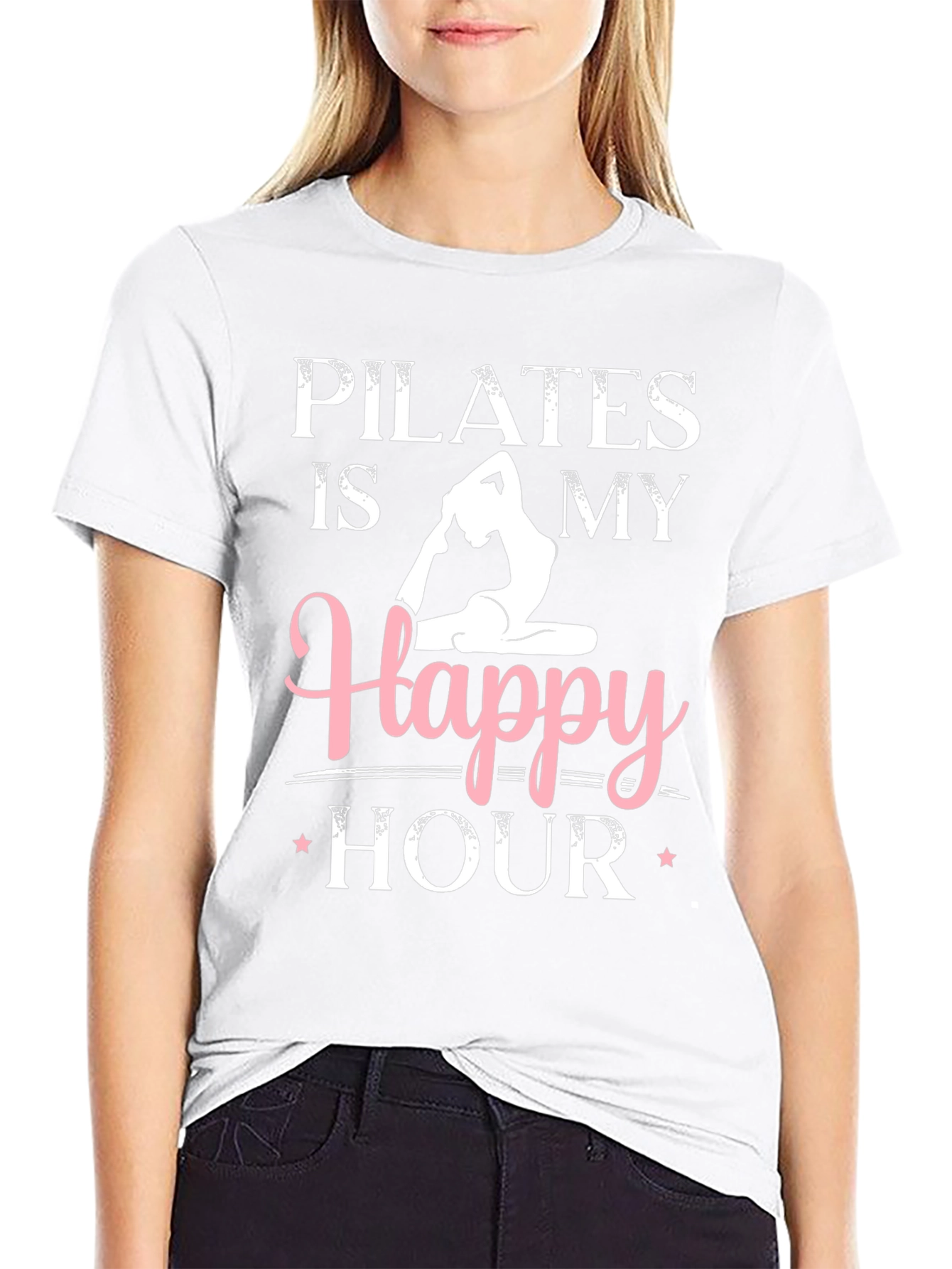 Pilates is My Happy Hour Black Graphic Tee