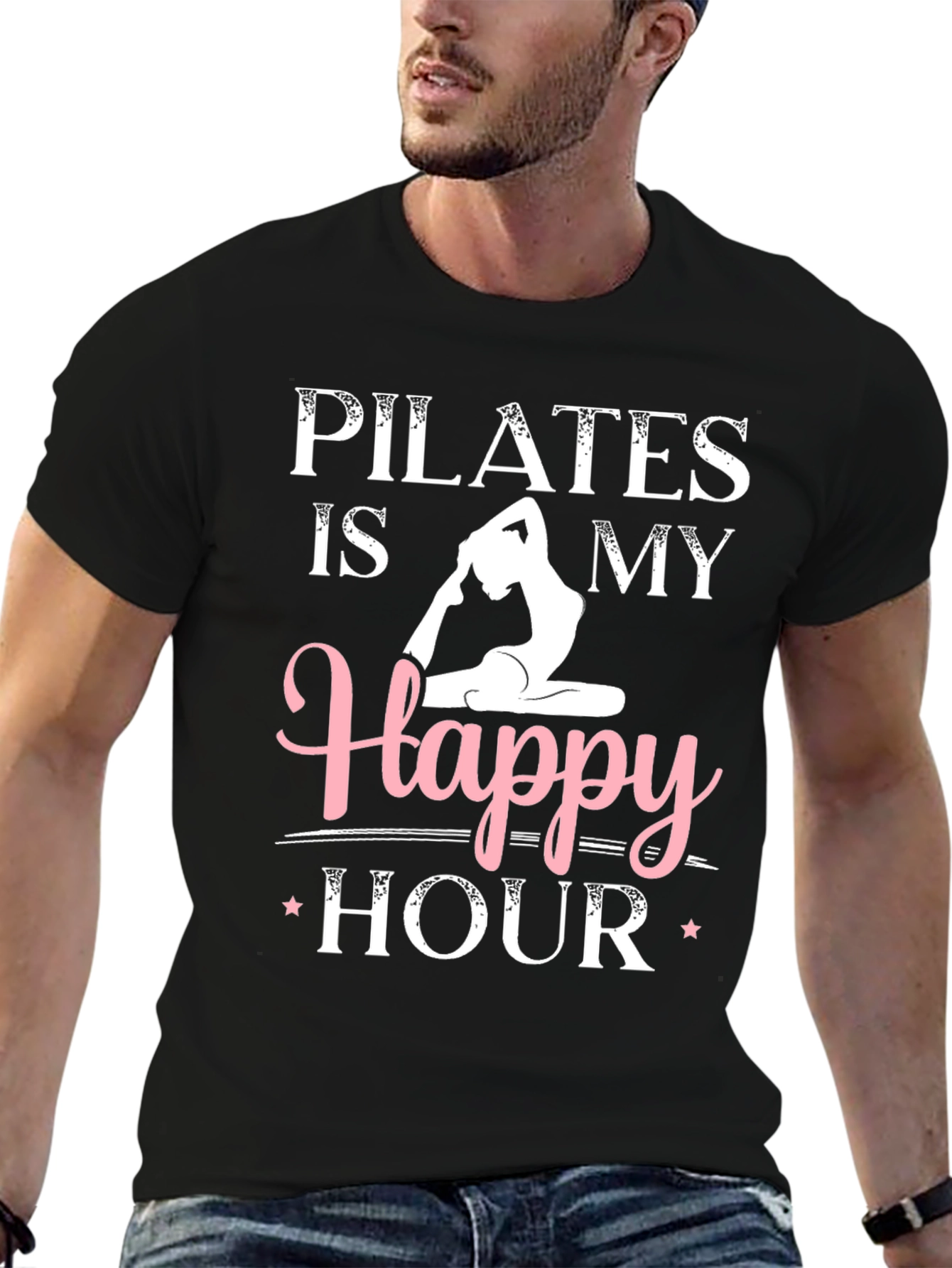 Pilates is My Happy Hour Black Graphic Tee