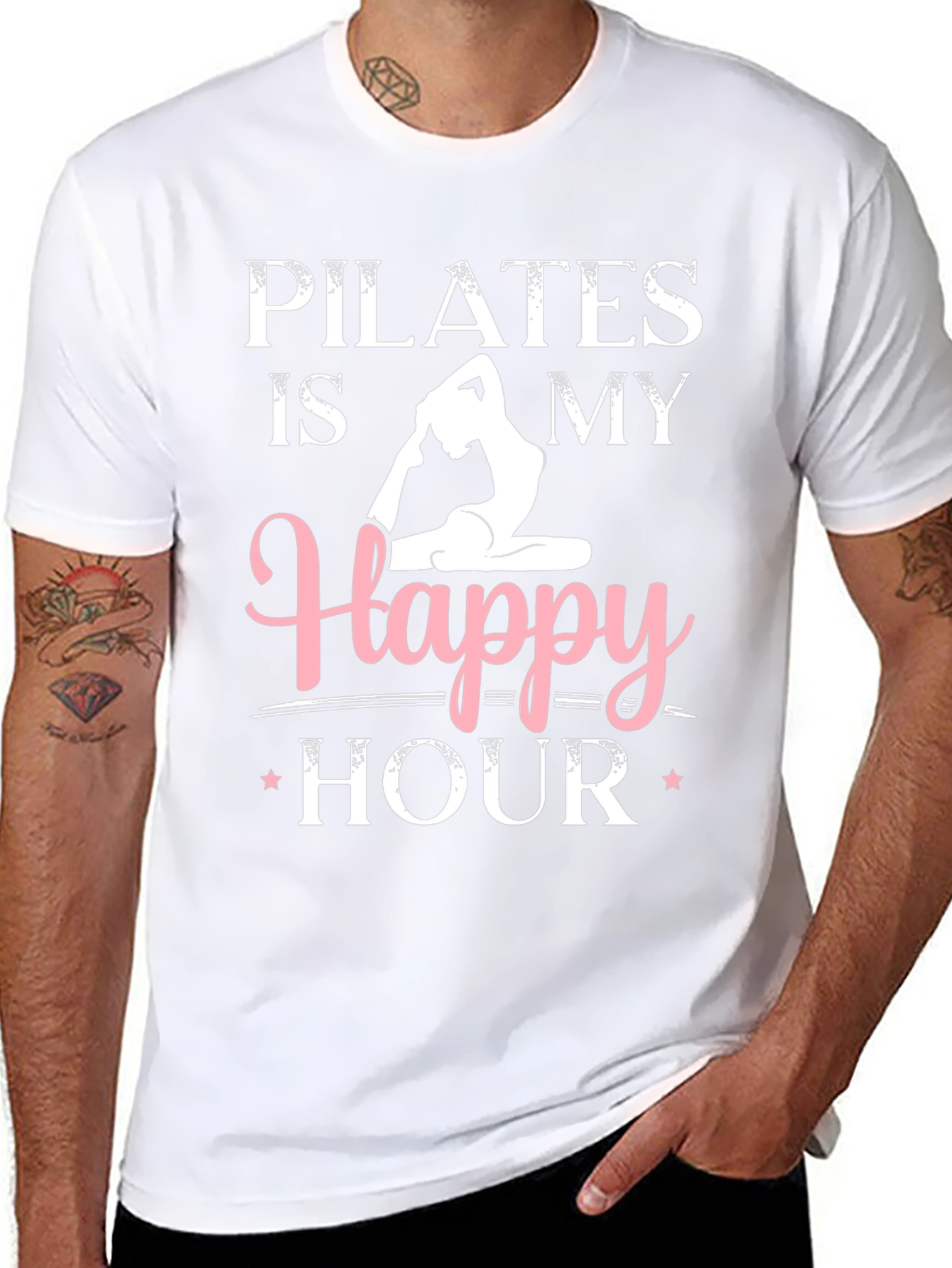 Pilates is My Happy Hour Black Graphic Tee