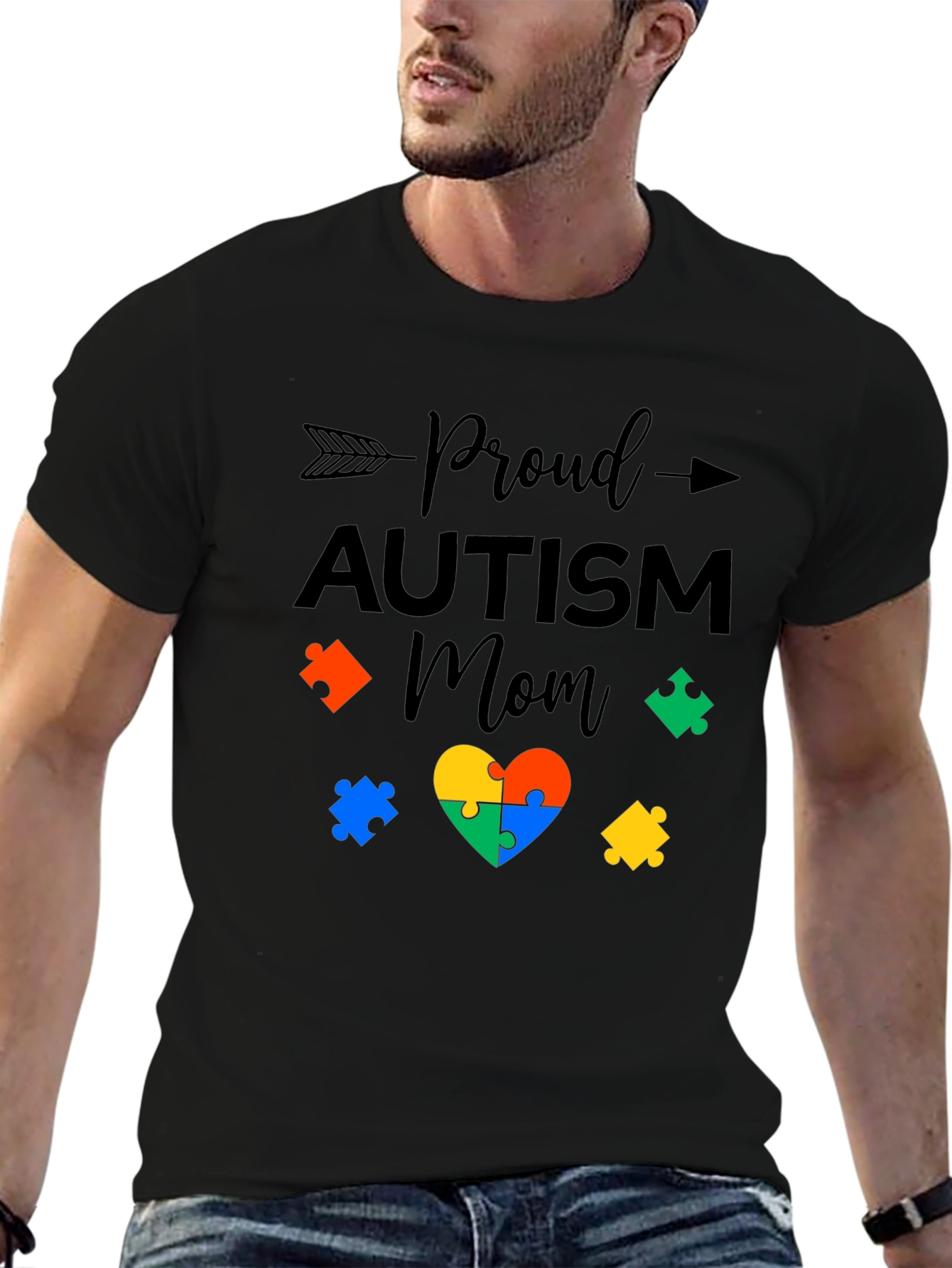 Proud Autism Mom T-Shirt: Puzzle Heart Design