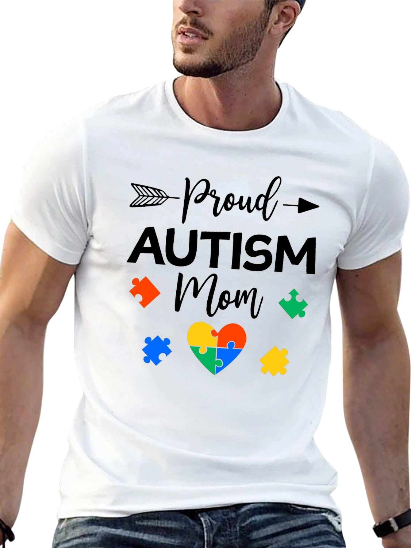 Proud Autism Mom T-Shirt: Puzzle Heart Design