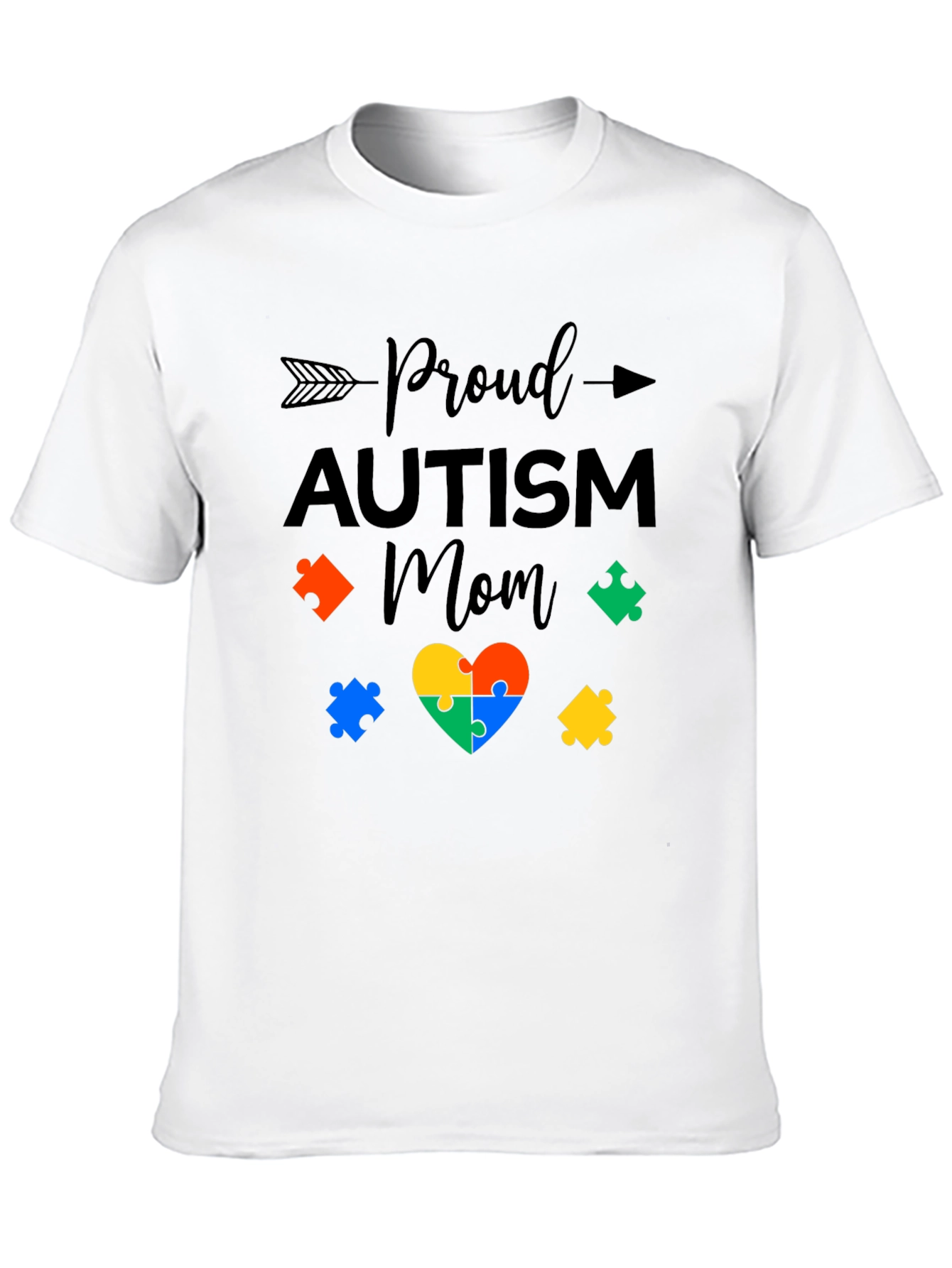 Proud Autism Mom T-Shirt: Puzzle Heart Design