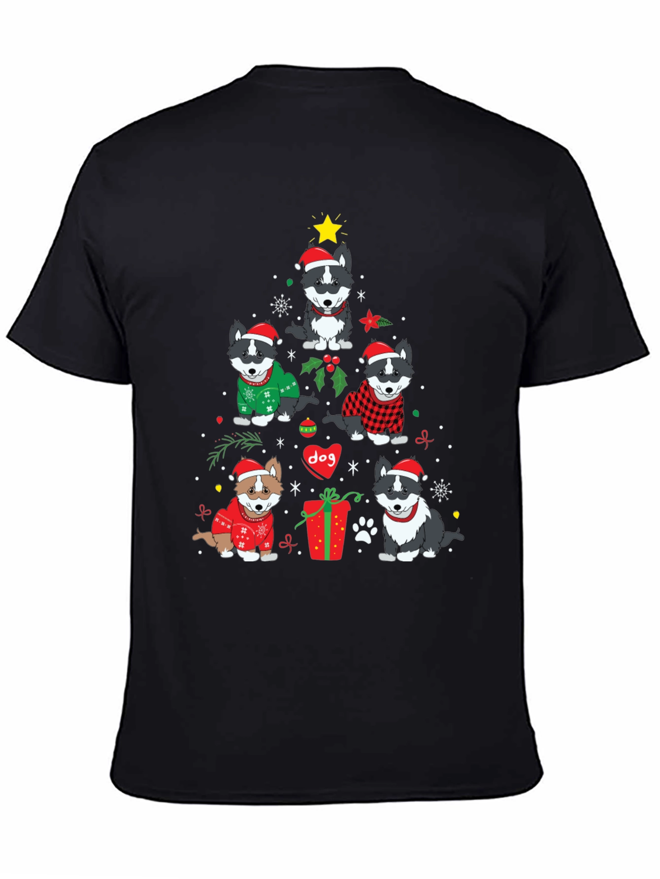 Festive Dog Christmas Tree Graphic Tee