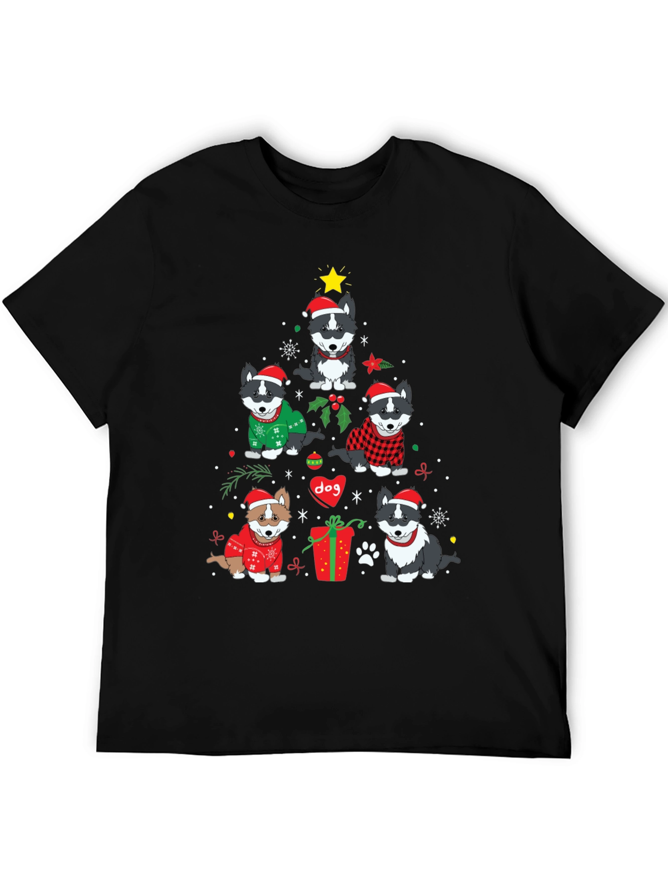 Festive Dog Christmas Tree Graphic Tee
