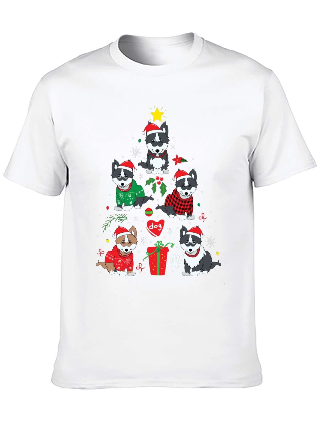 Festive Dog Christmas Tree Graphic Tee
