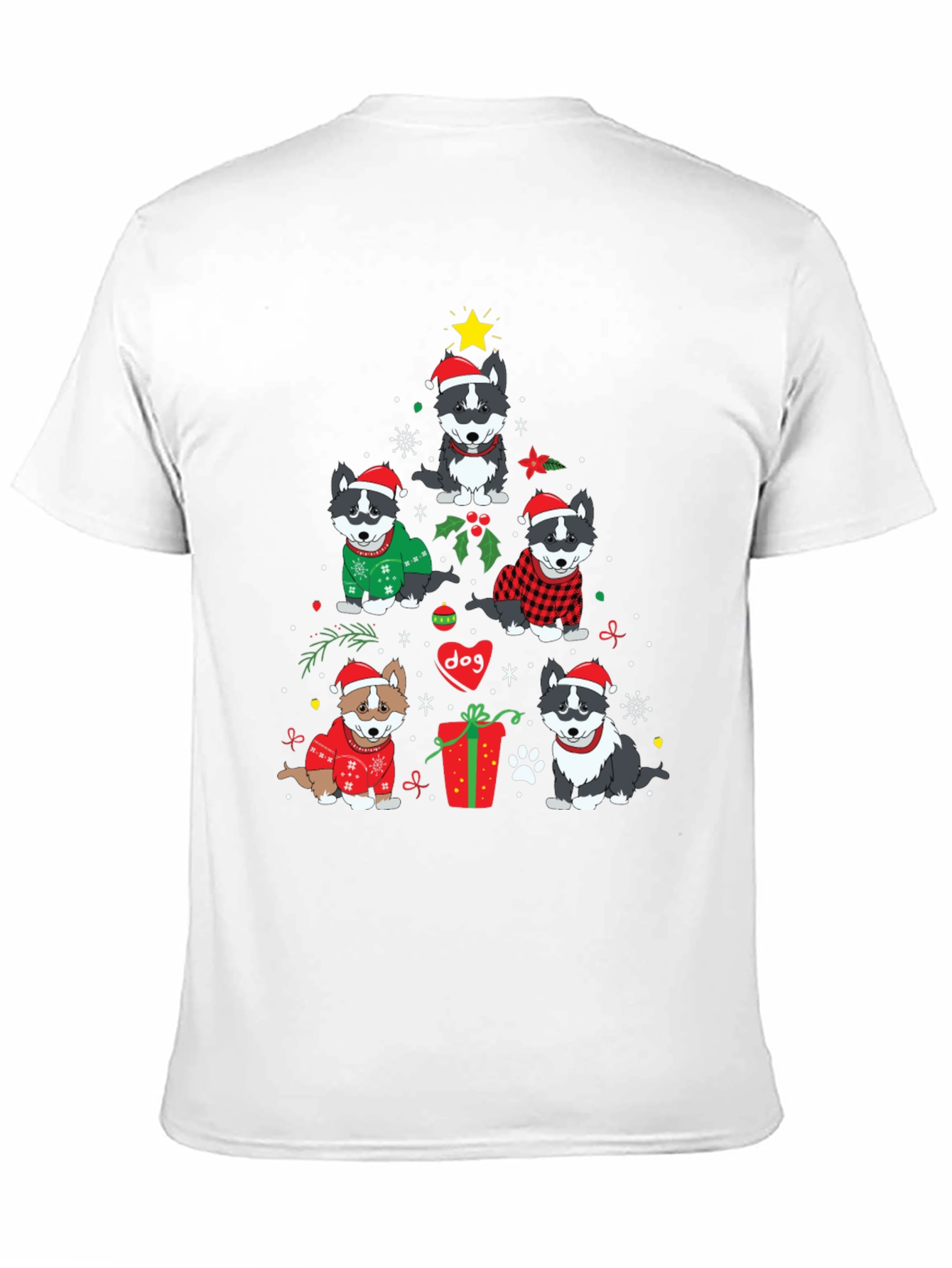 Festive Dog Christmas Tree Graphic Tee
